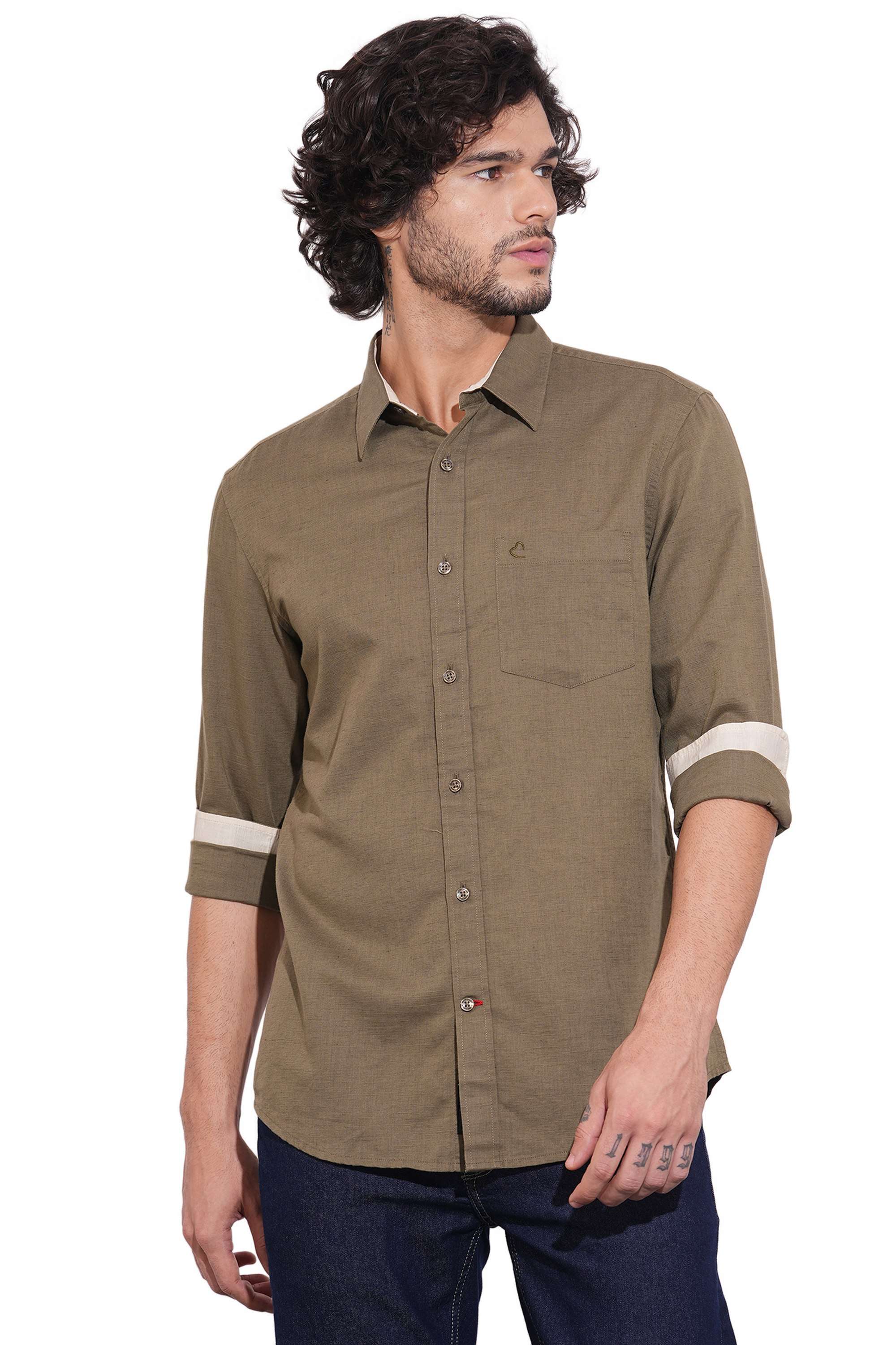 Solid-Cotton-Blend-Slim-Fit-Men-s-Casual-Shirt