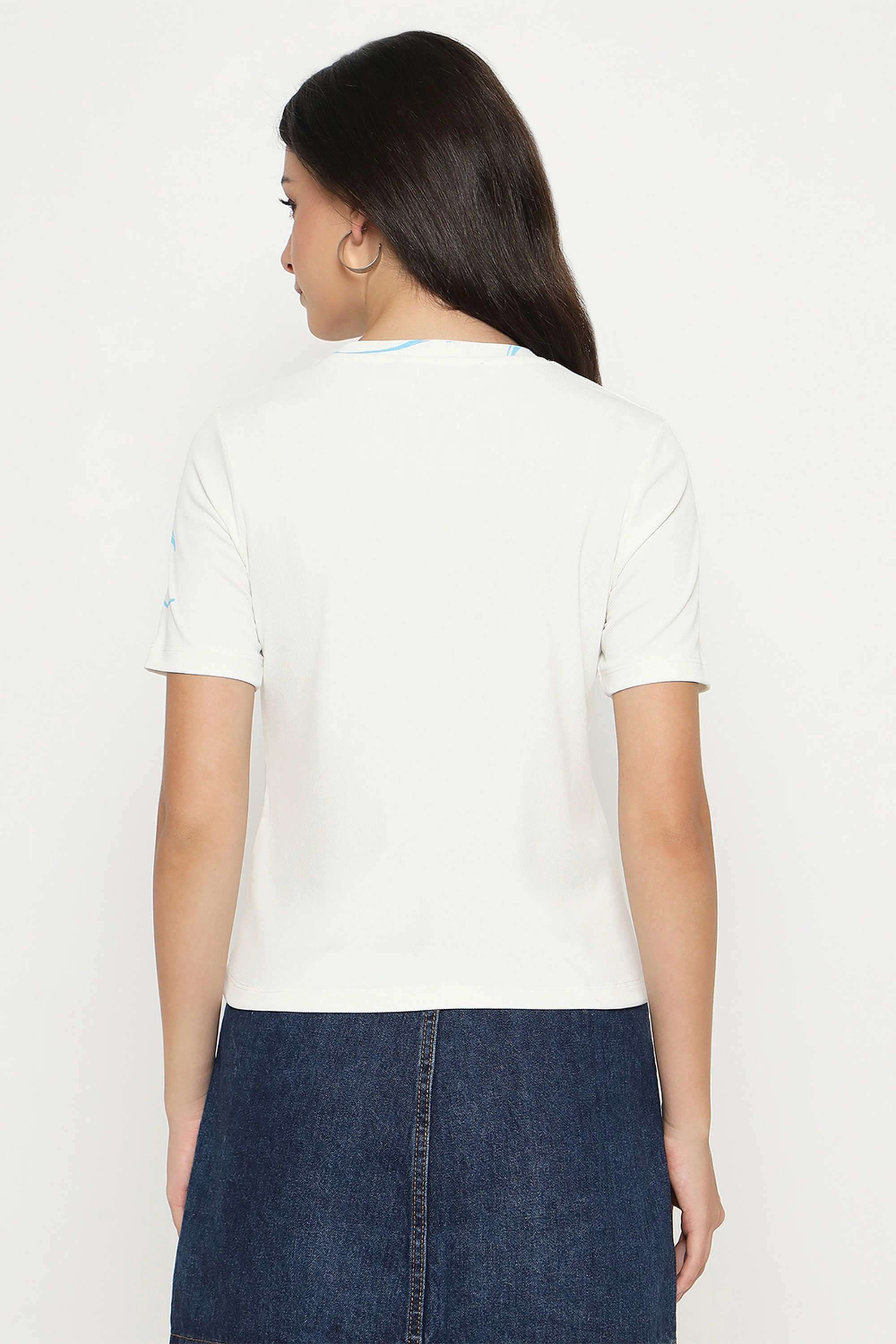 Floral-Polyester-Round-Neck-Women-s-T-Shirt