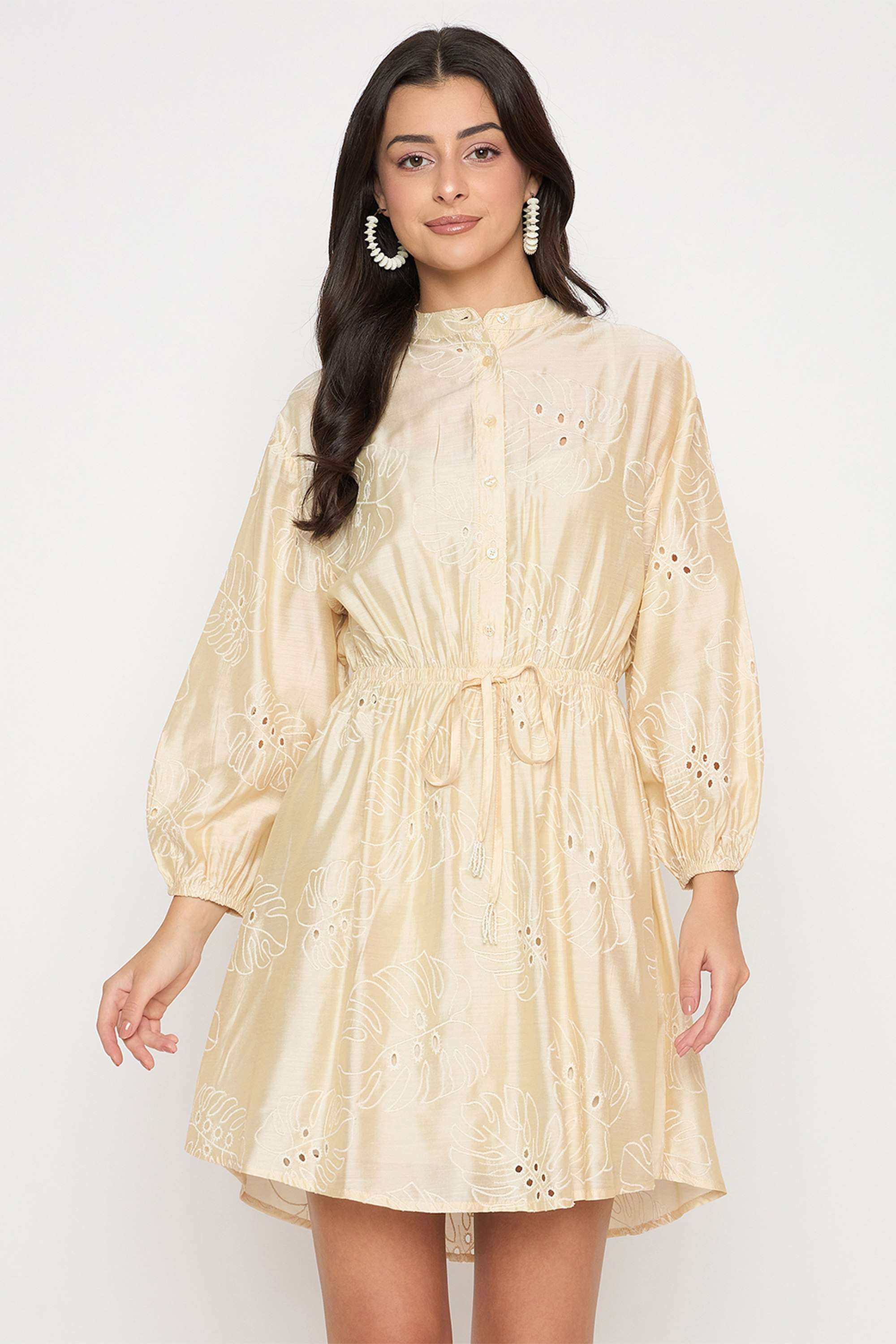 Schiffli-Viscose-Women-s-Mid-Thigh-Dress