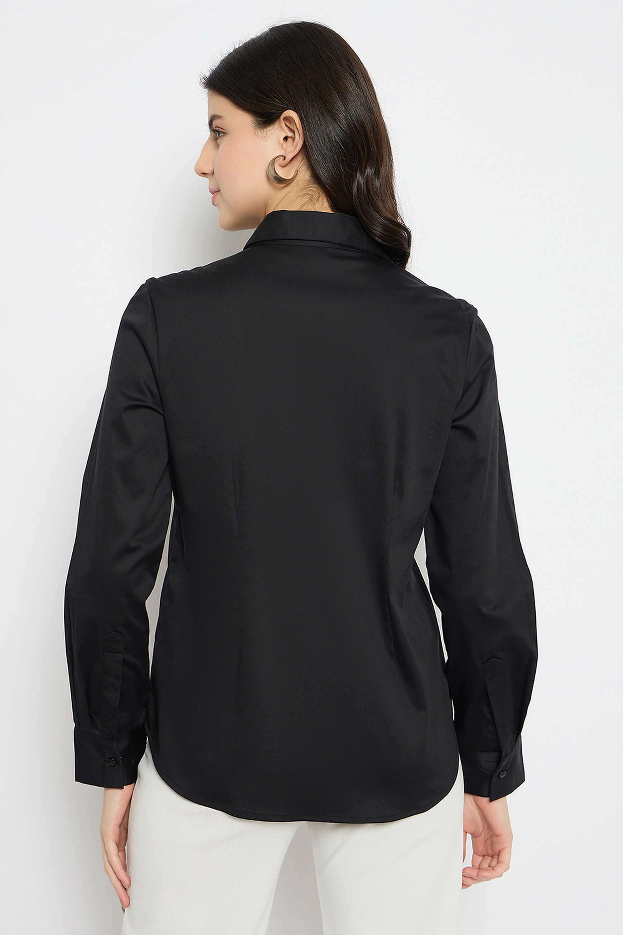 Solid-Classic-Collar-Cotton-Women-s-Casual-Wear-Shirt