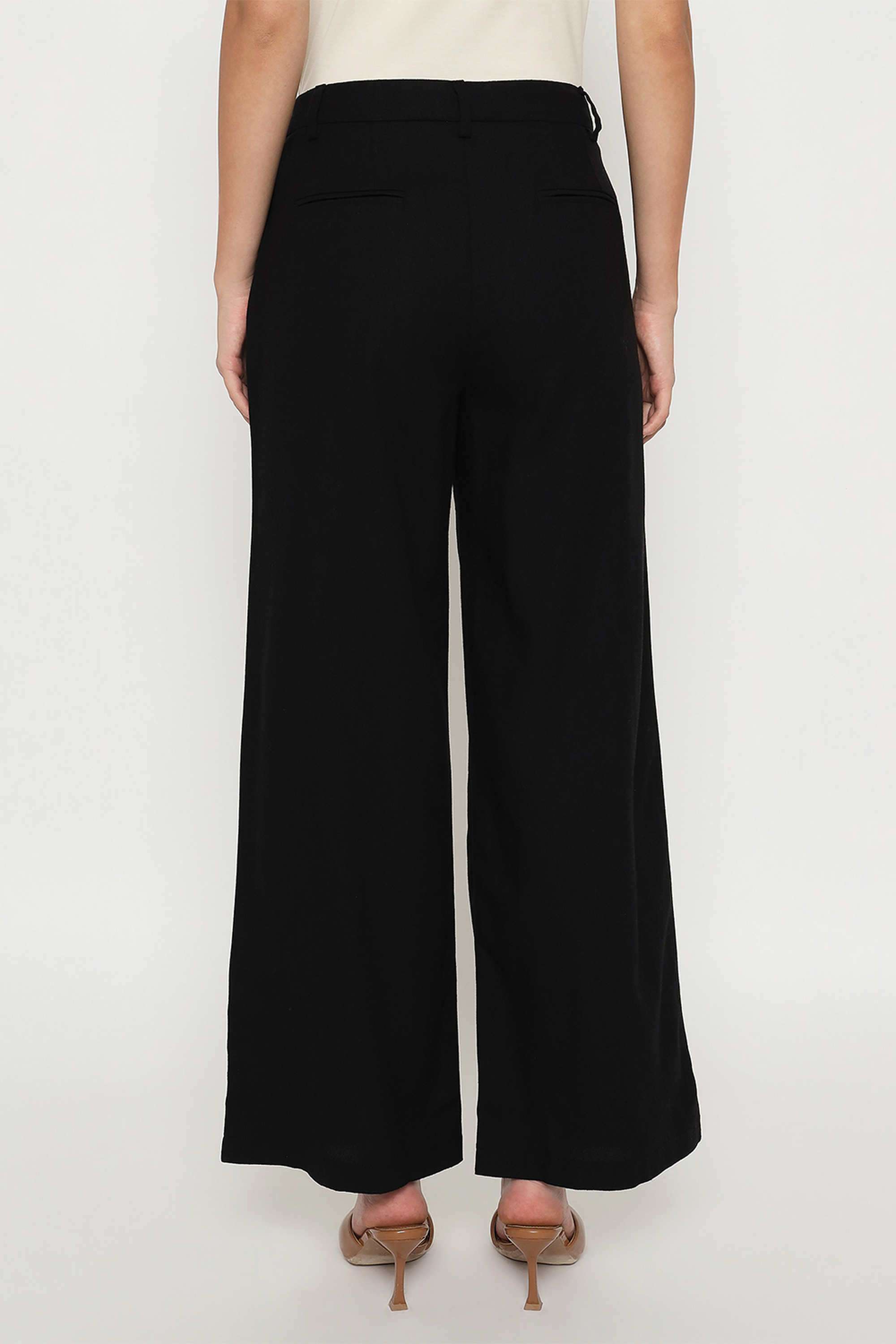 Solid-Wide-Leg-Fit-Rayon-Women-s-Casual-Wear-Trousers
