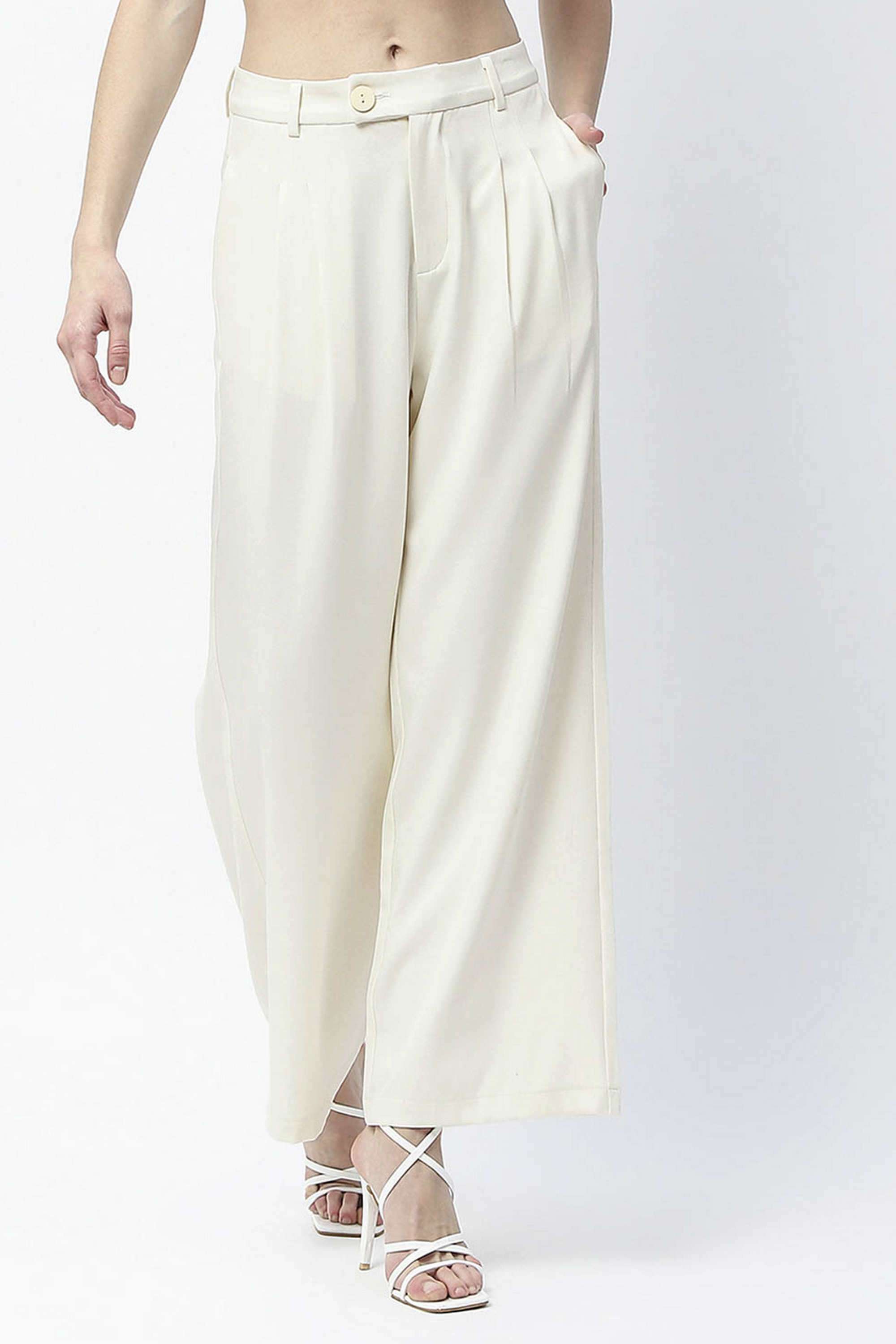 Solid-Straight-Fit-Rayon-Women-s-Casual-Wear-Trousers