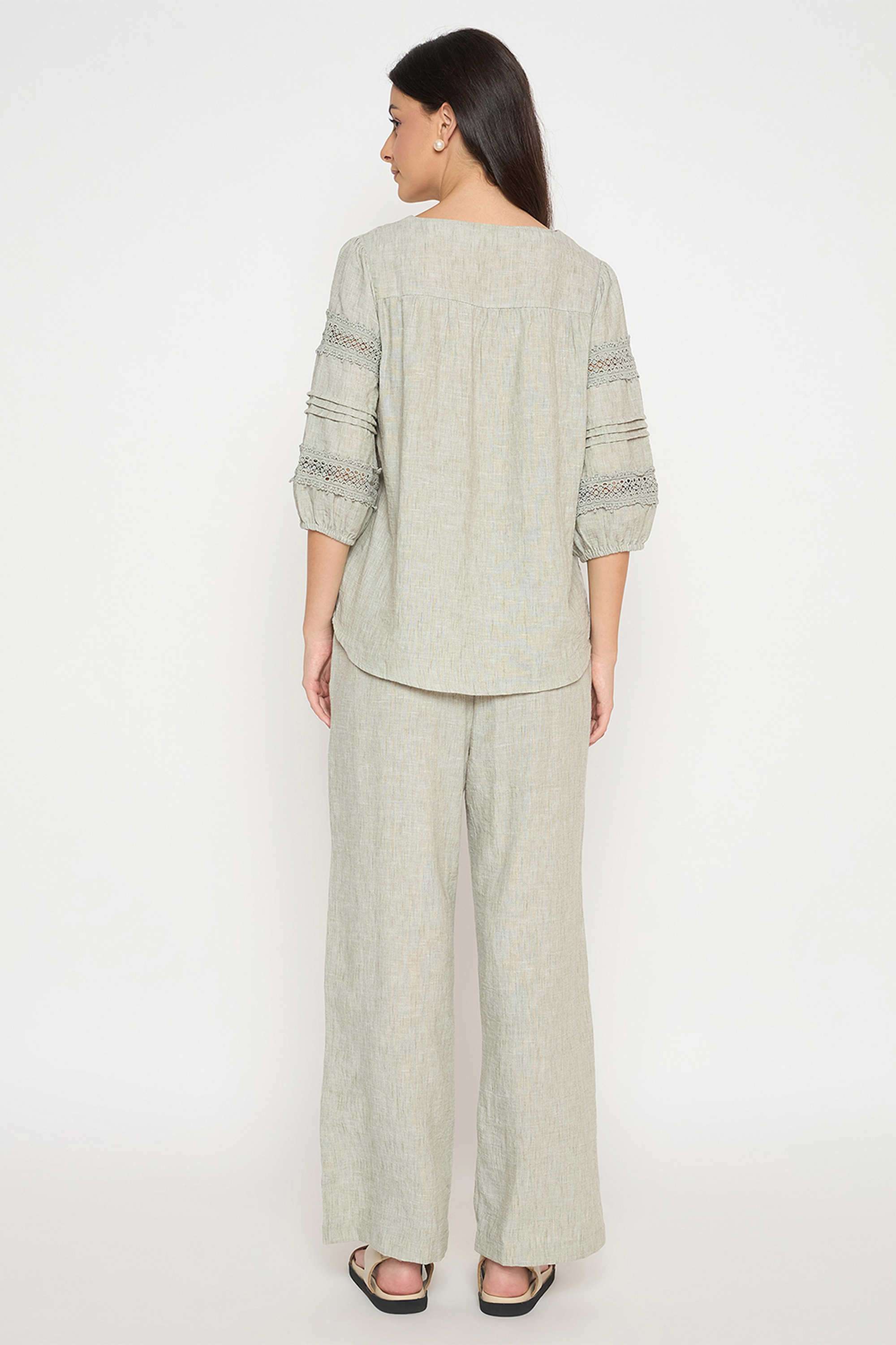 Solid-Ankle-Length-Polyester-Women-s-Co-Ord-Set