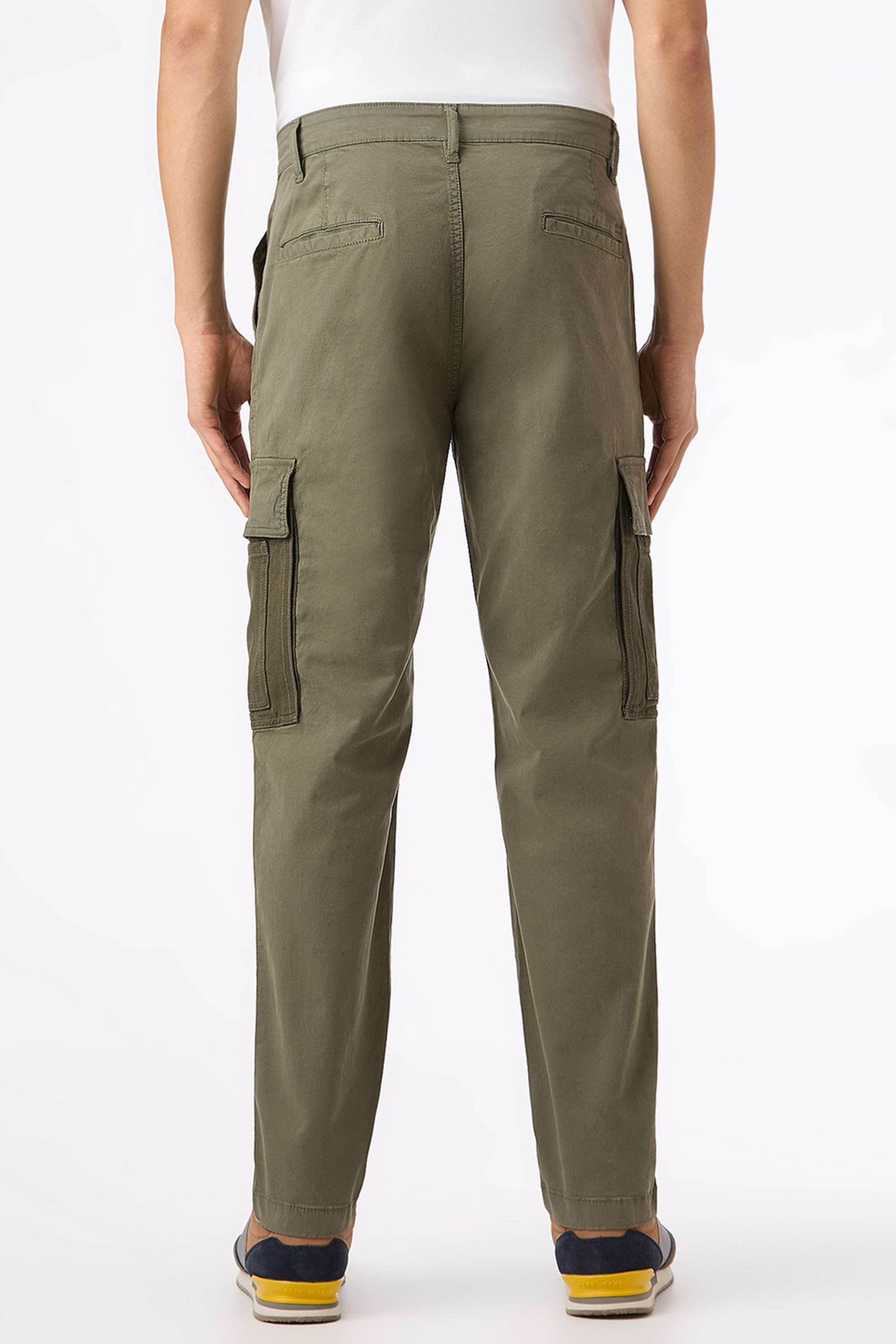 Solid-Cotton-Blend-Regular-Fit-Men-s-Cargo-Pants