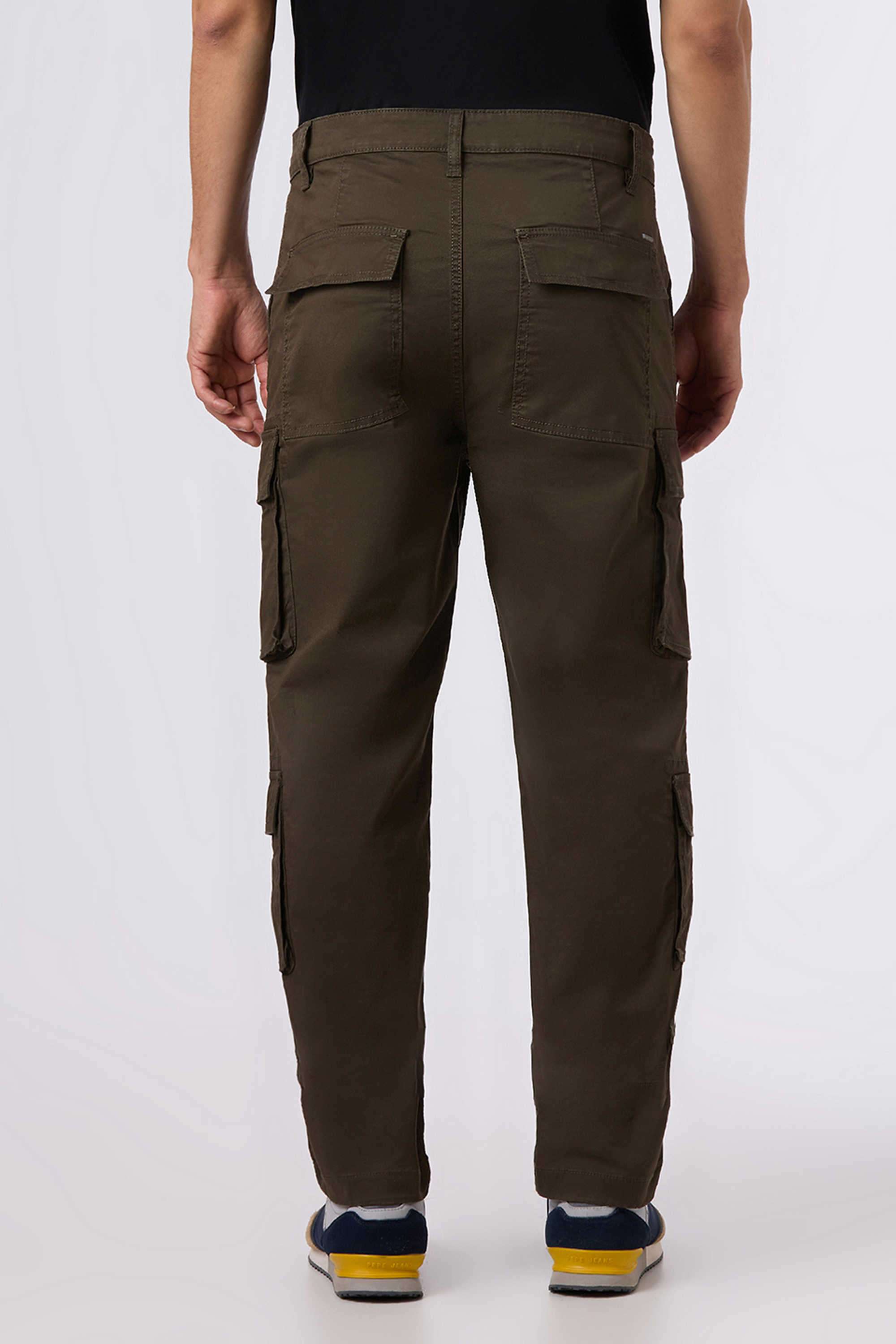 Solid-Cotton-Blend-Regular-Fit-Men-s-Cargo-Pants
