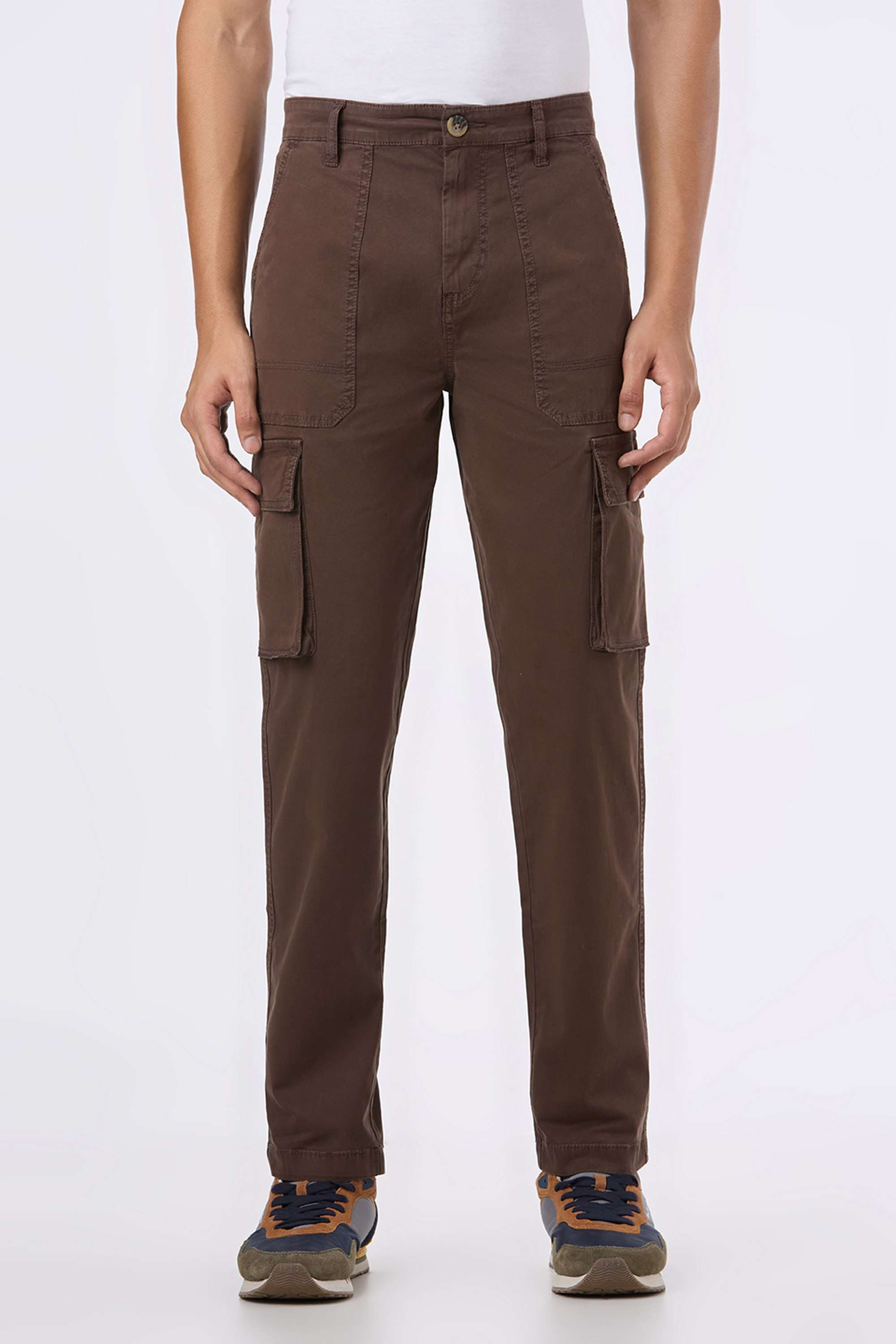 Solid-Cotton-Blend-Slim-Fit-Men-s-Cargo-Pants