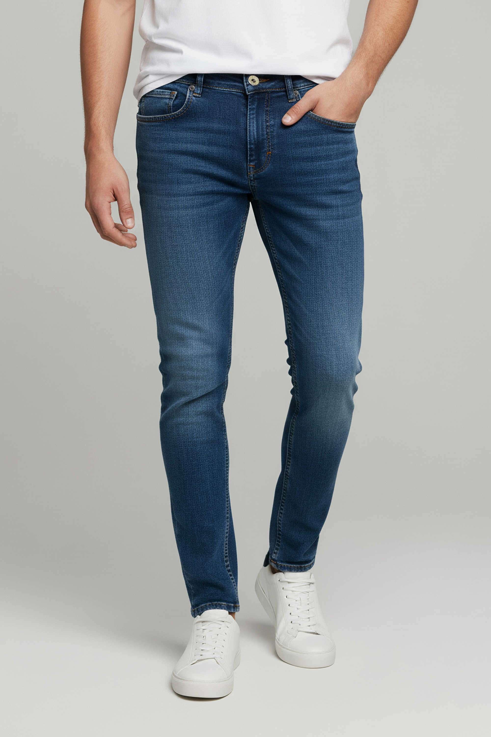 Solid-Cotton-Skinny-Fit-Men-s-Jeans
