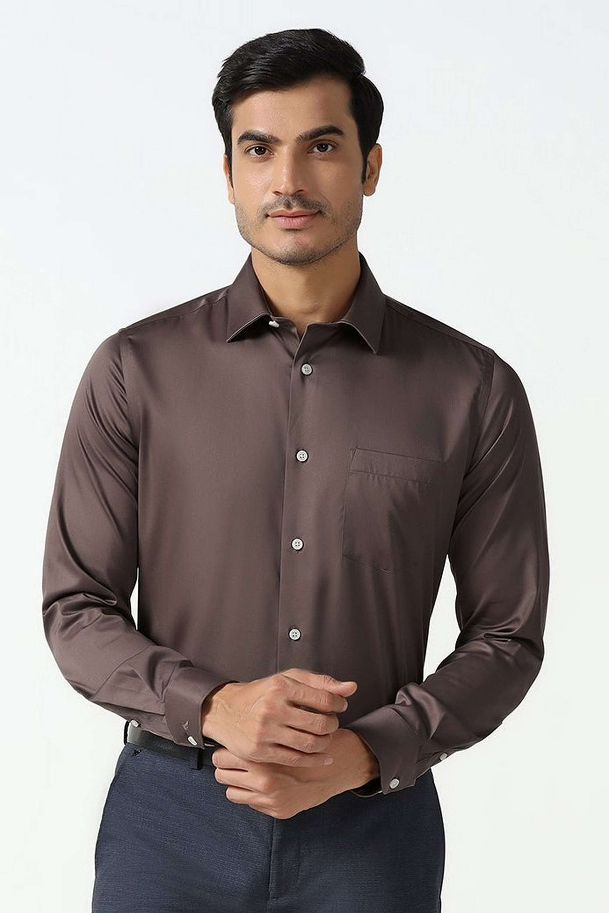 Solid-Cotton-Blend-Slim-Fit-Men-s-Shirt
