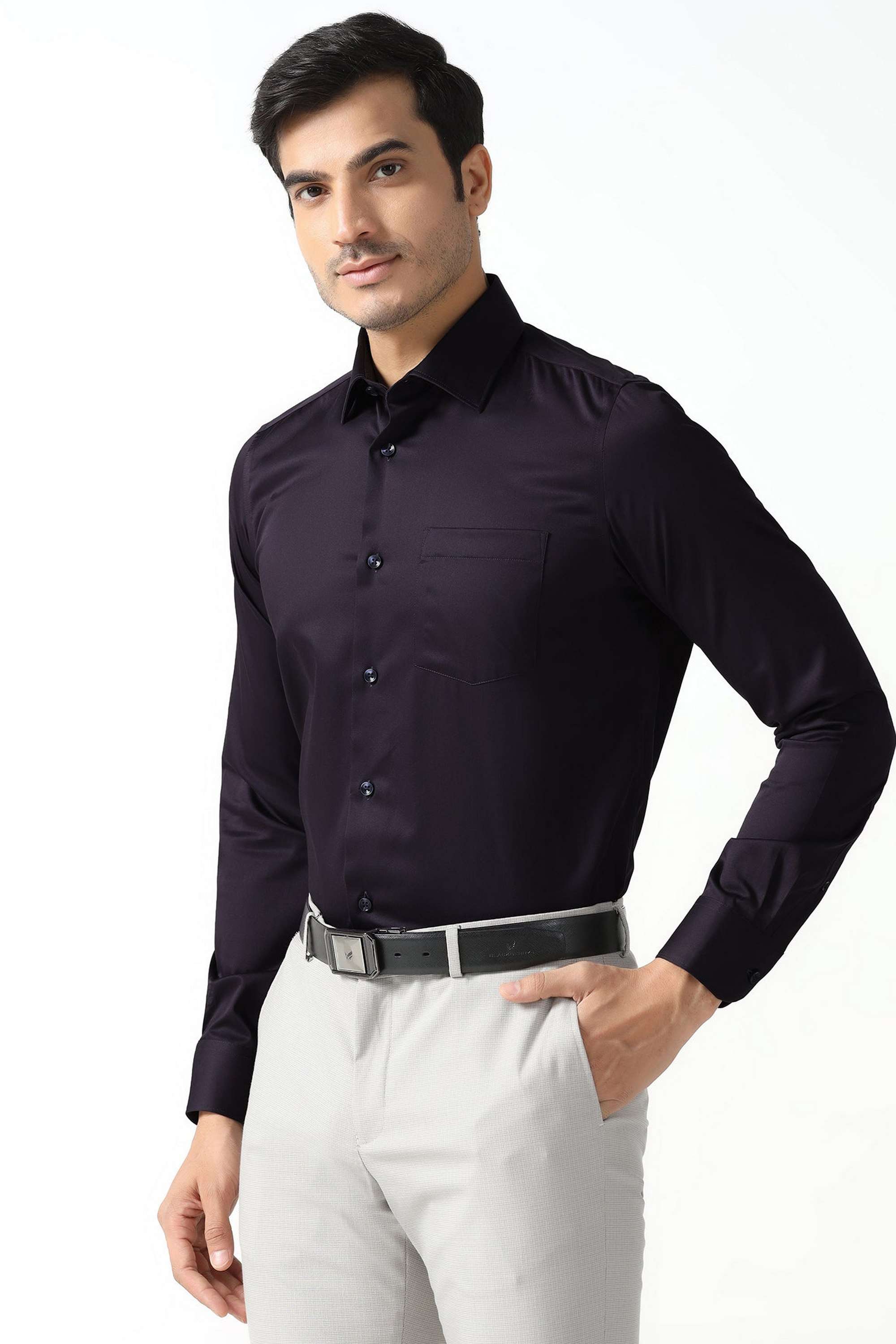 Solid-Cotton-Blend-Slim-Fit-Men-s-Shirt