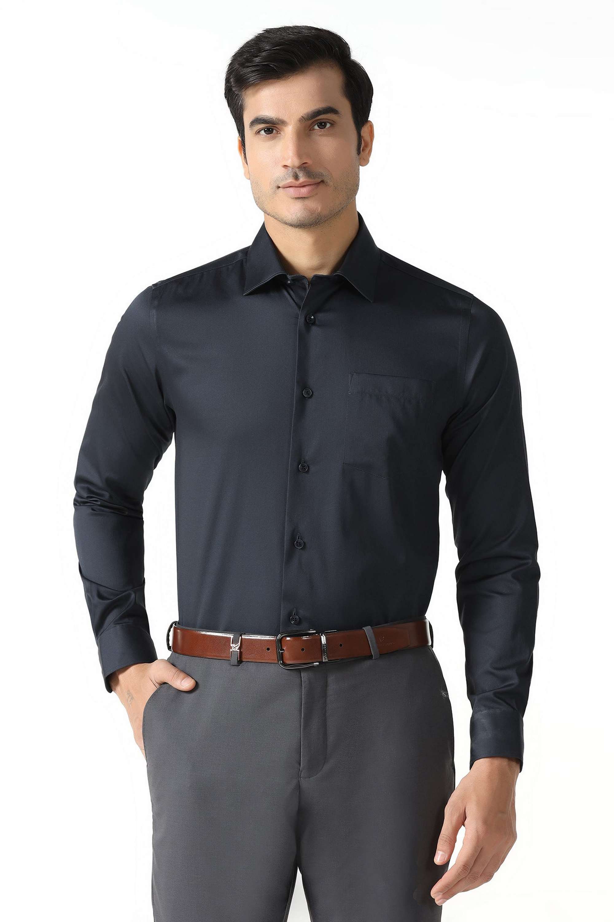 Solid-Cotton-Blend-Slim-Fit-Men-s-Shirt