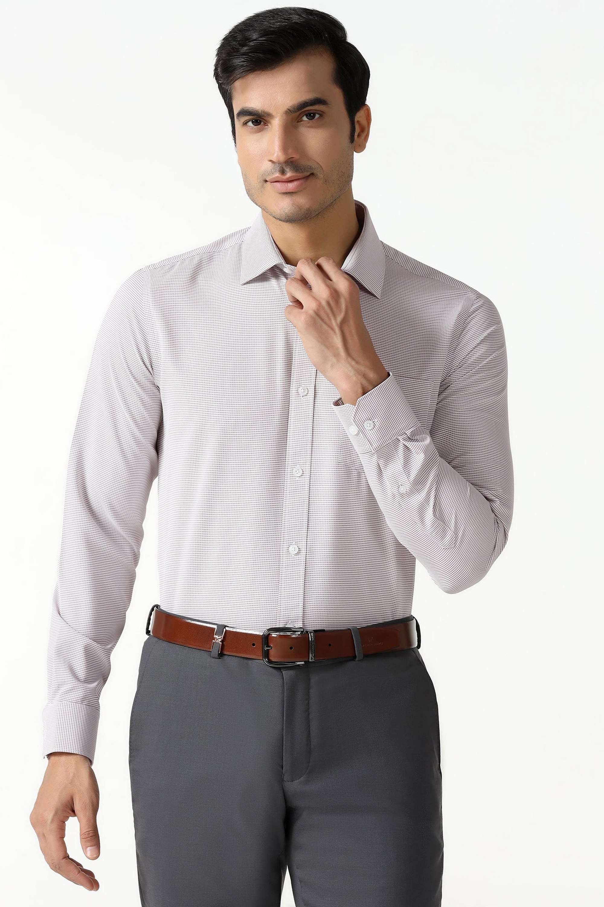Dobby-Polyester-Slim-Fit-Men-s-Formal-Wear-Shirt