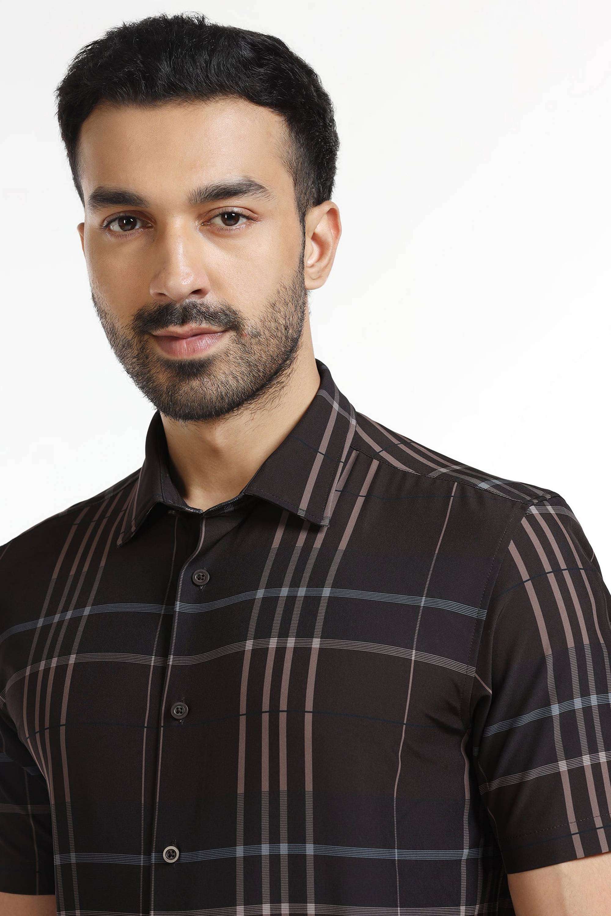Checks-Polyester-Blend-Slim-Fit-Men-s-Shirt