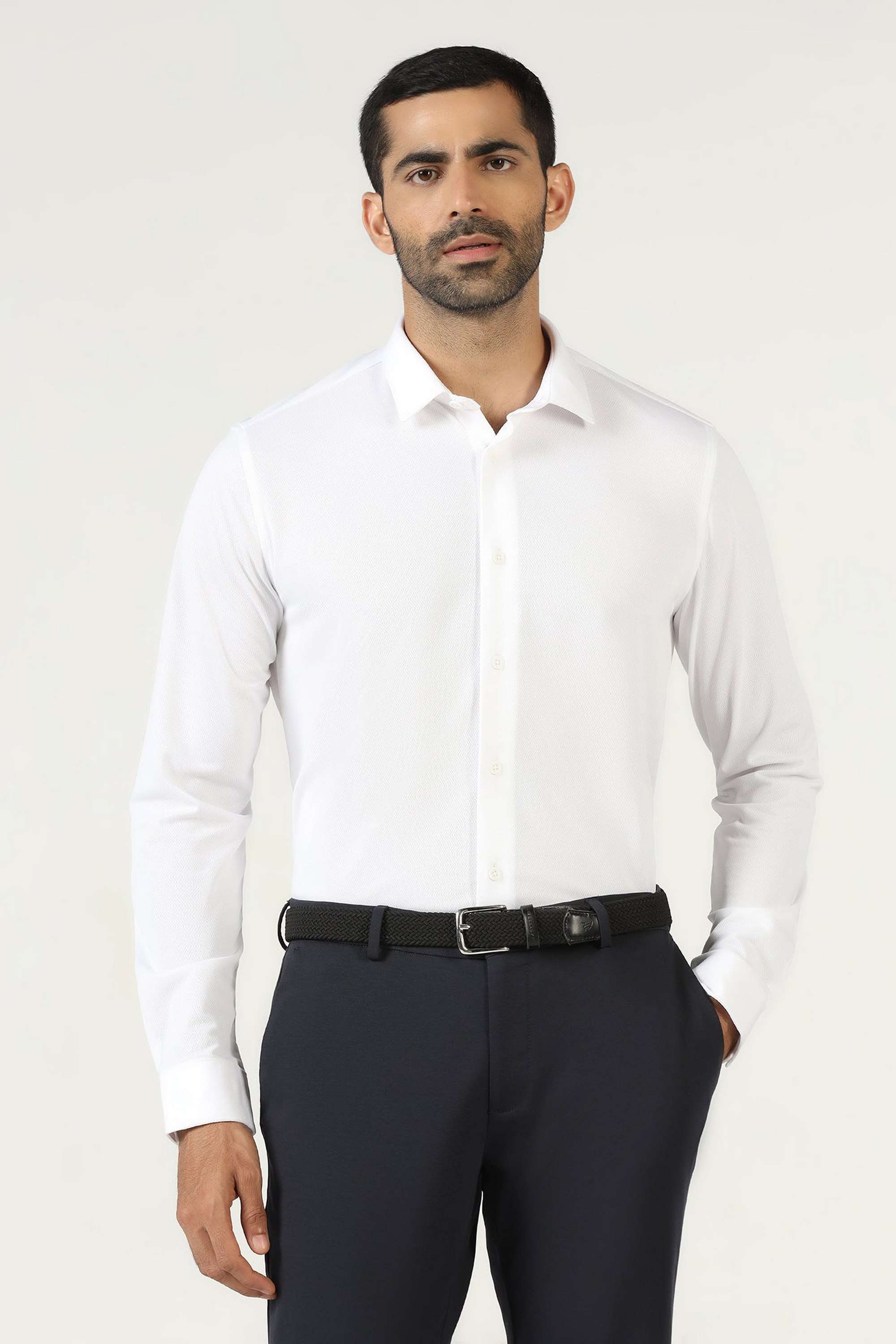 Solid-Polyester-Slim-Fit-Men-s-Casual-Shirt