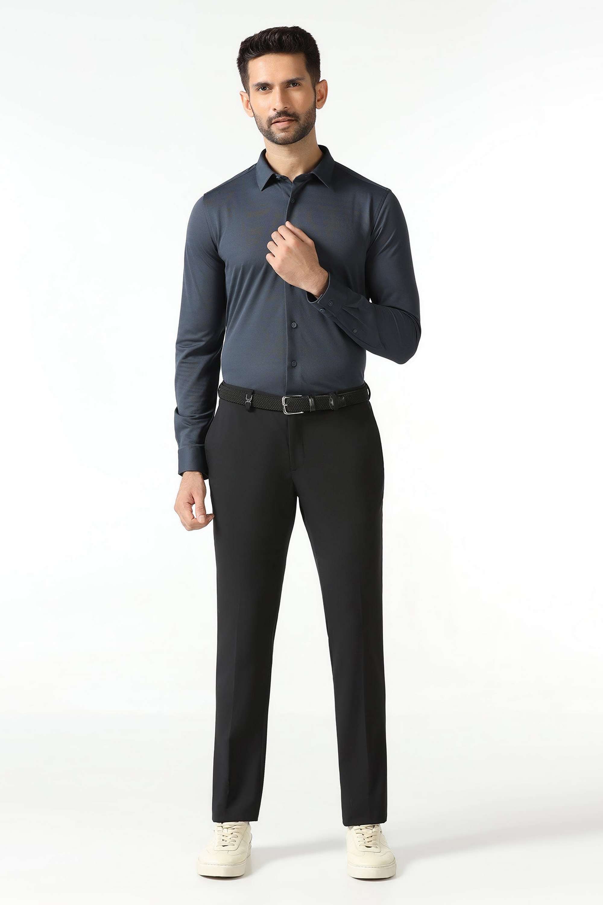 Solid-Polyester-Slim-Fit-Men-s-Casual-Shirt