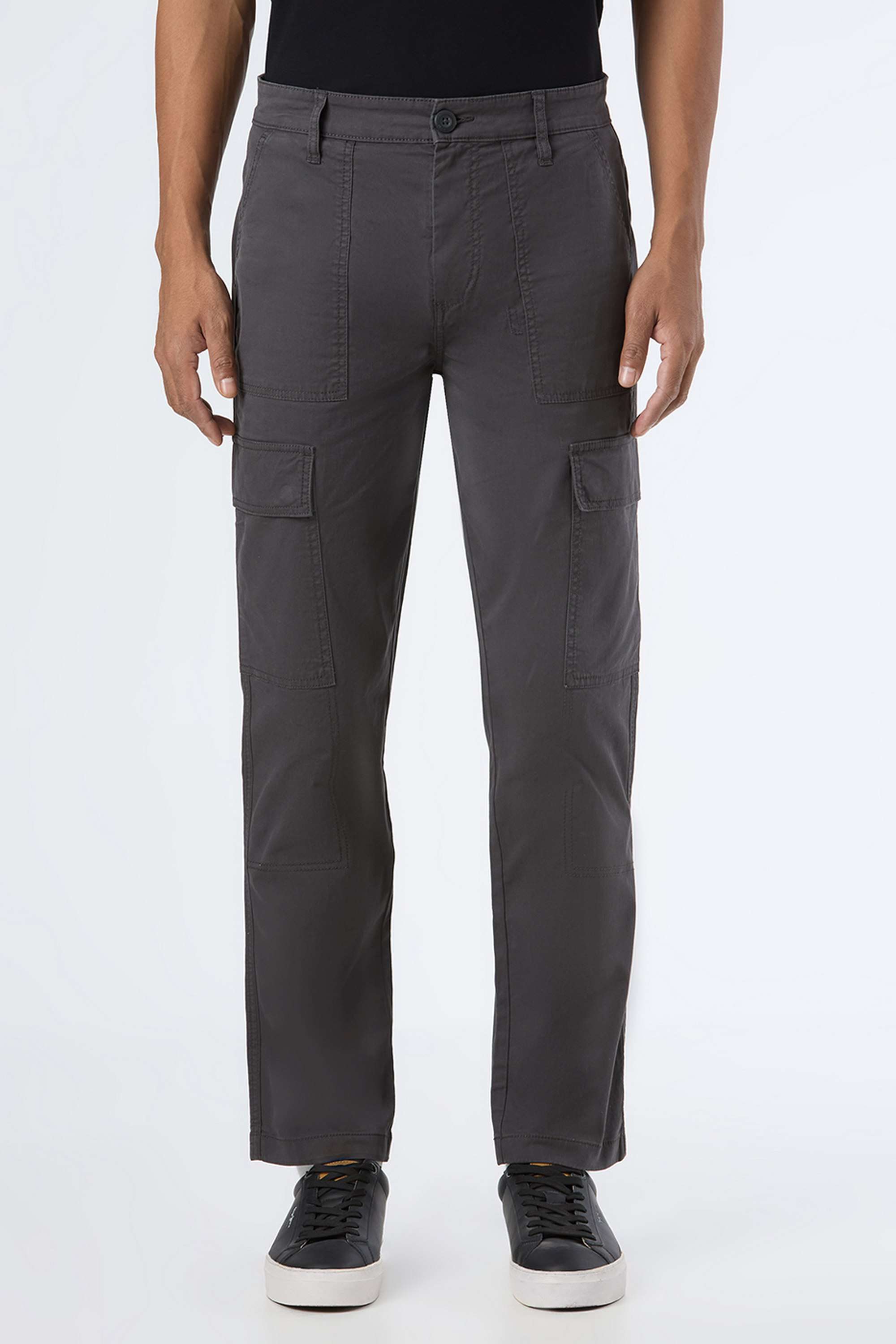 Solid-Cotton-Blend-Slim-Fit-Men-s-Cargo-Pants