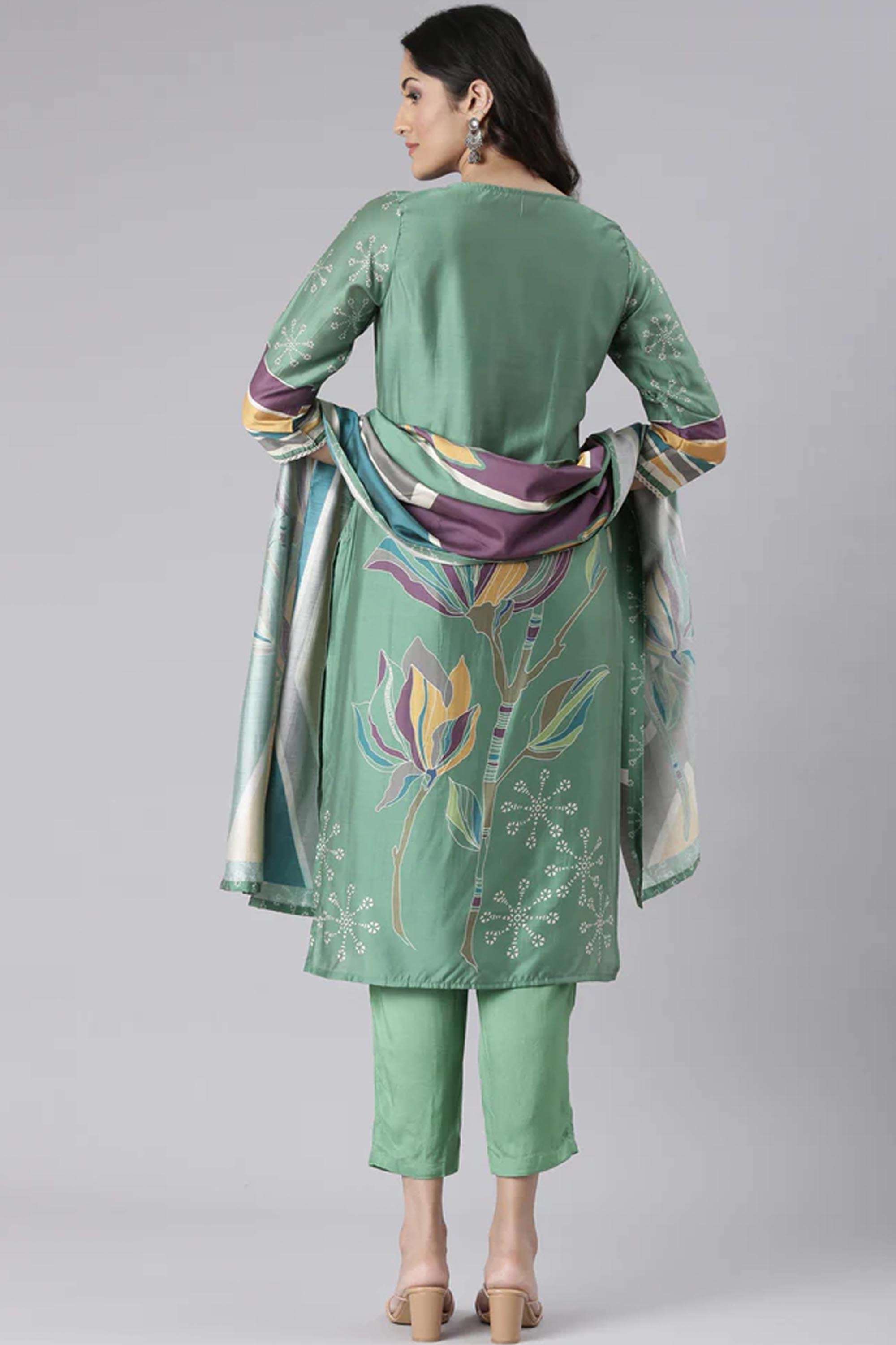 Printed-Modal-V-Neck-Women-s-Casual-Wear-Kurta-Set