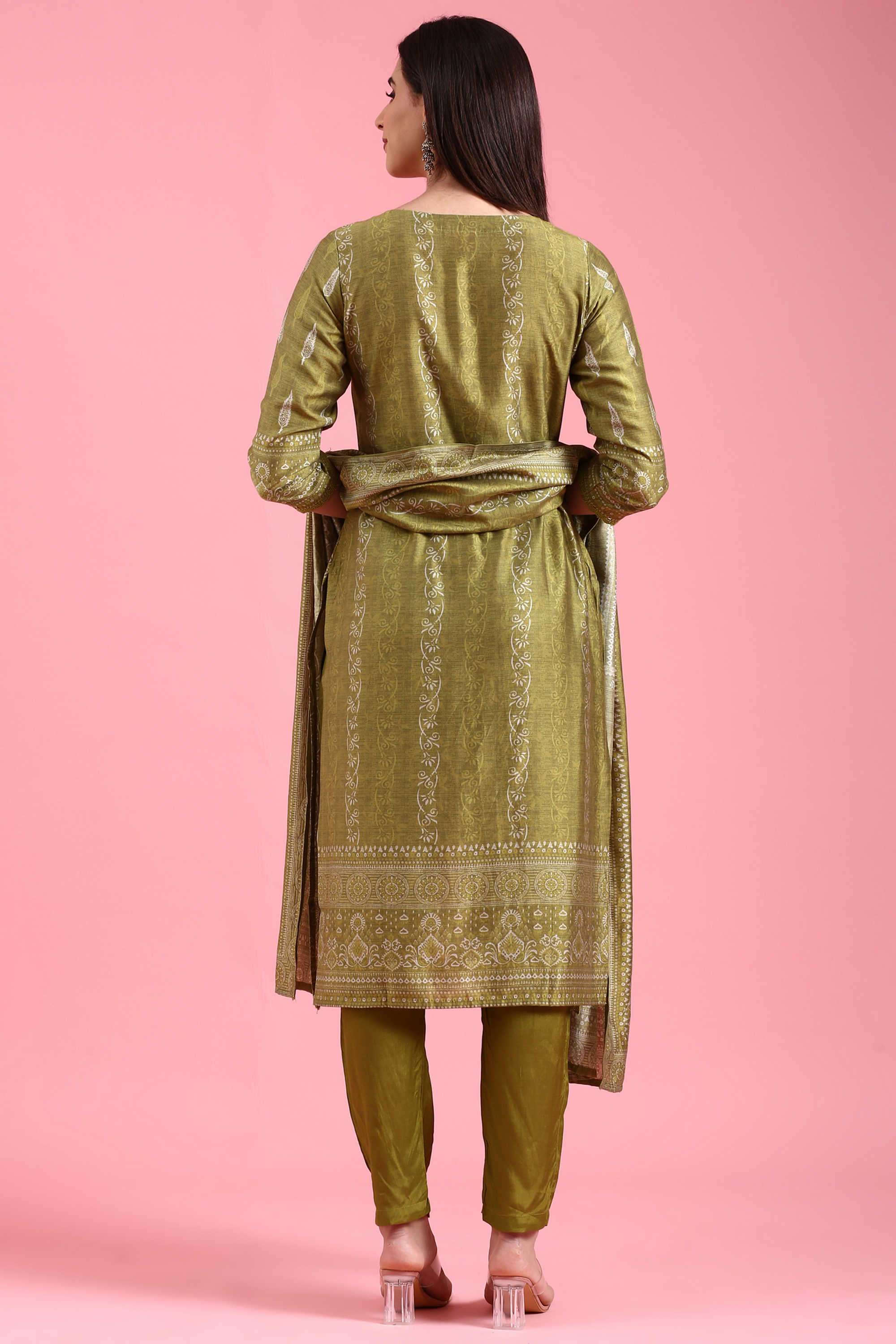 Embroidered-Organza-Round-Neck-Women-s-Festive-Wear-Kurta-Set