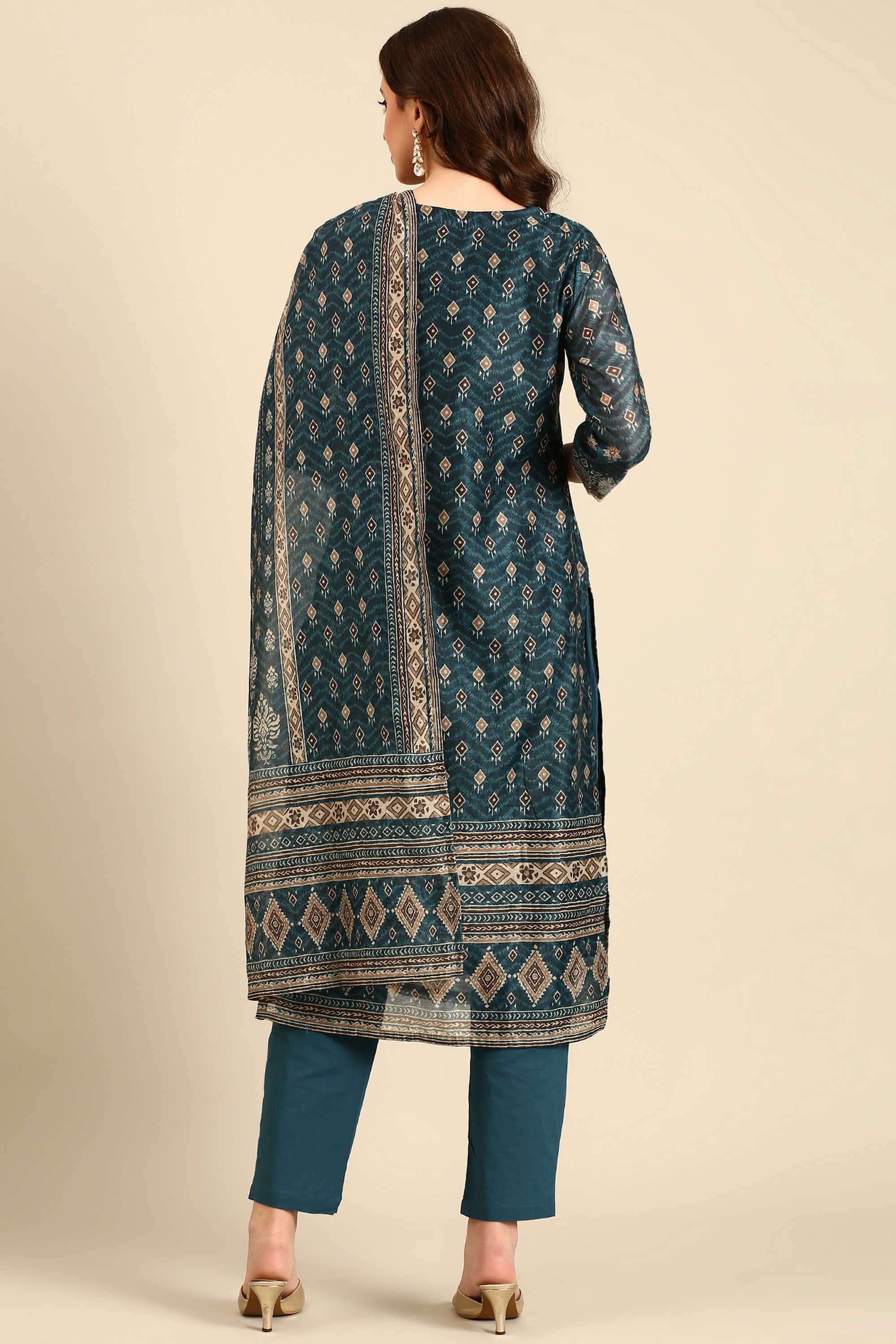 Printed-Organza-Round-Neck-Women-s-Festive-Wear-Kurta-Set