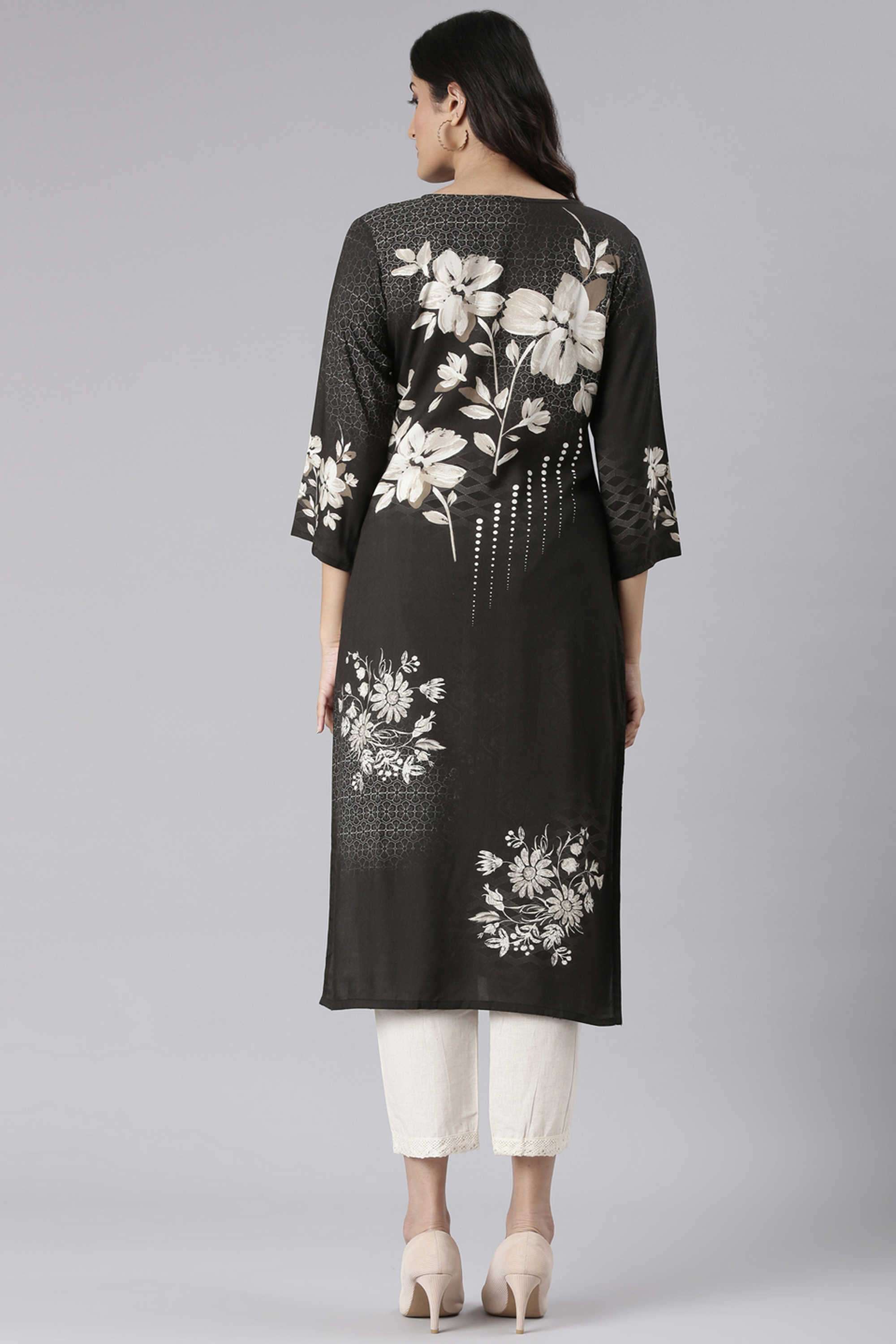 Floral-Rayon-Round-Neck-Women-s-Ethnic-Kurta
