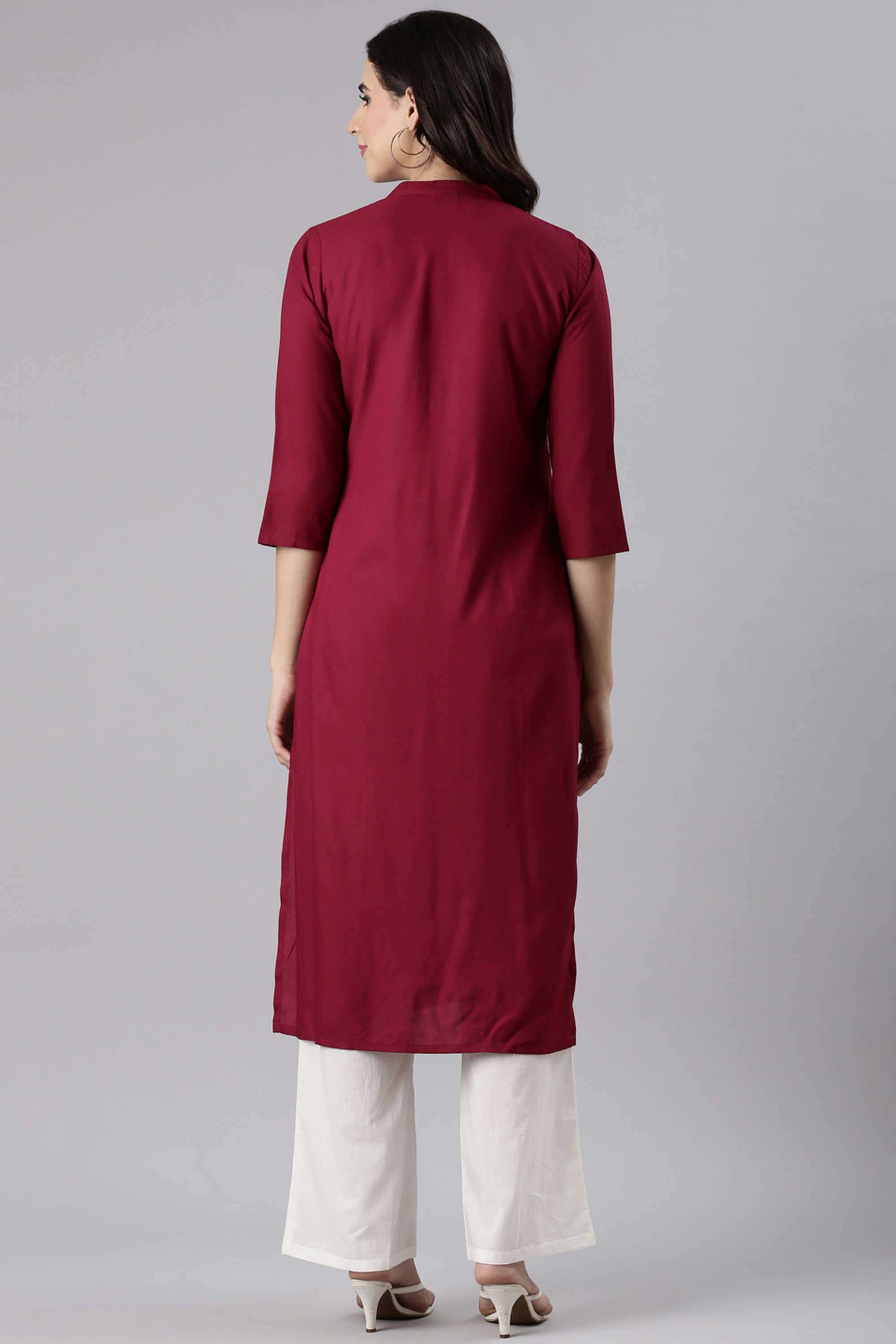 Floral-Rayon-Collared-Women-s-Casual-Wear-Kurta