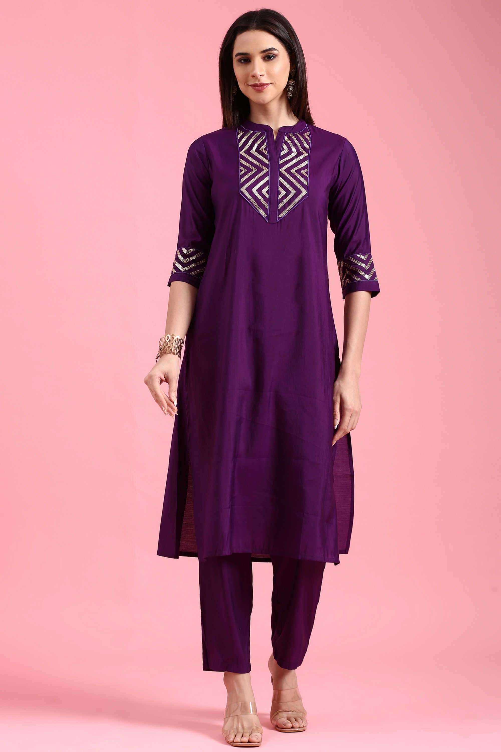 Solid-Straight-Fit-Blended-Fabric-Women-s-Festive-Wear-Palazzos