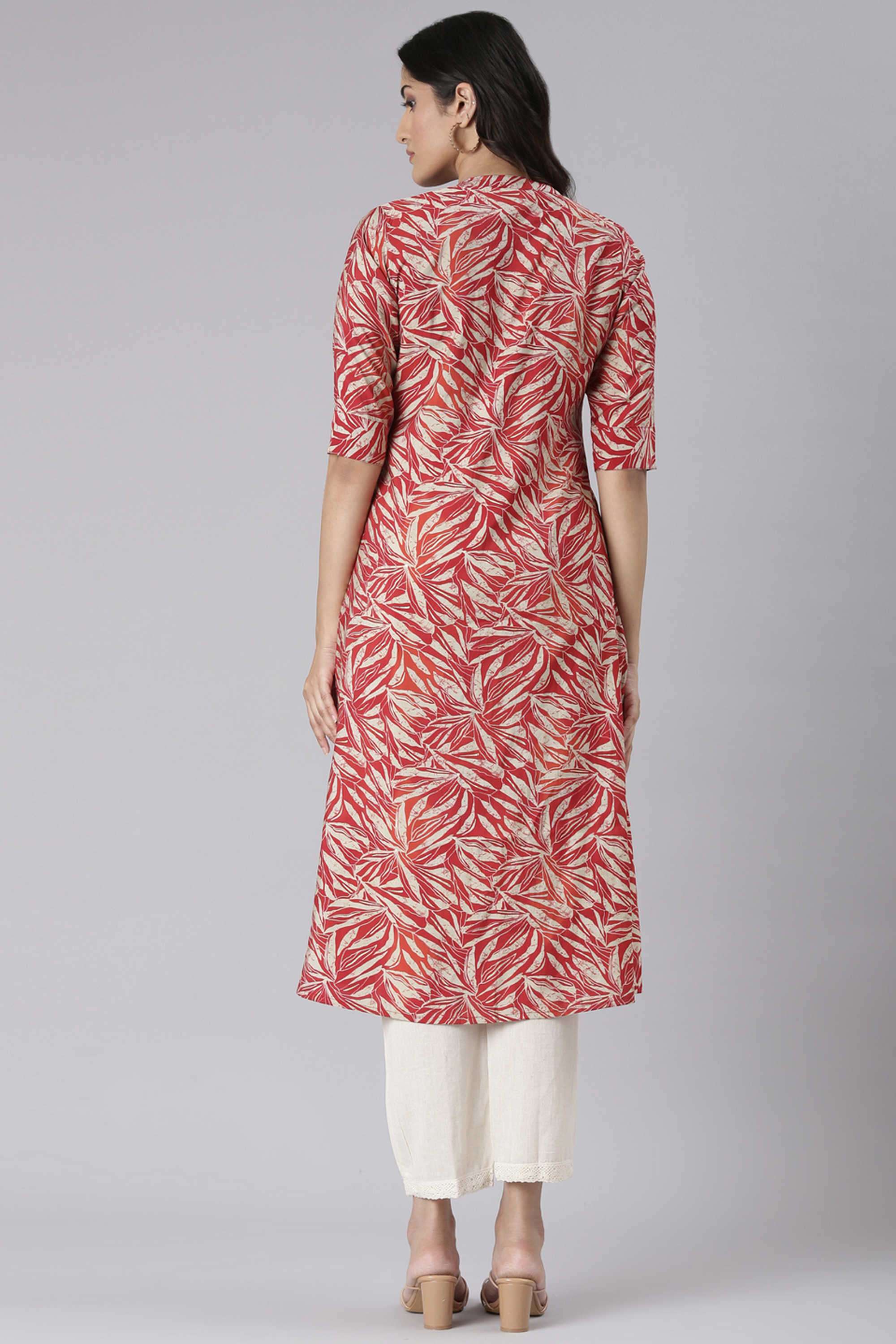 Printed-Blended-Fabric-Collared-Women-s-Ethnic-Kurta