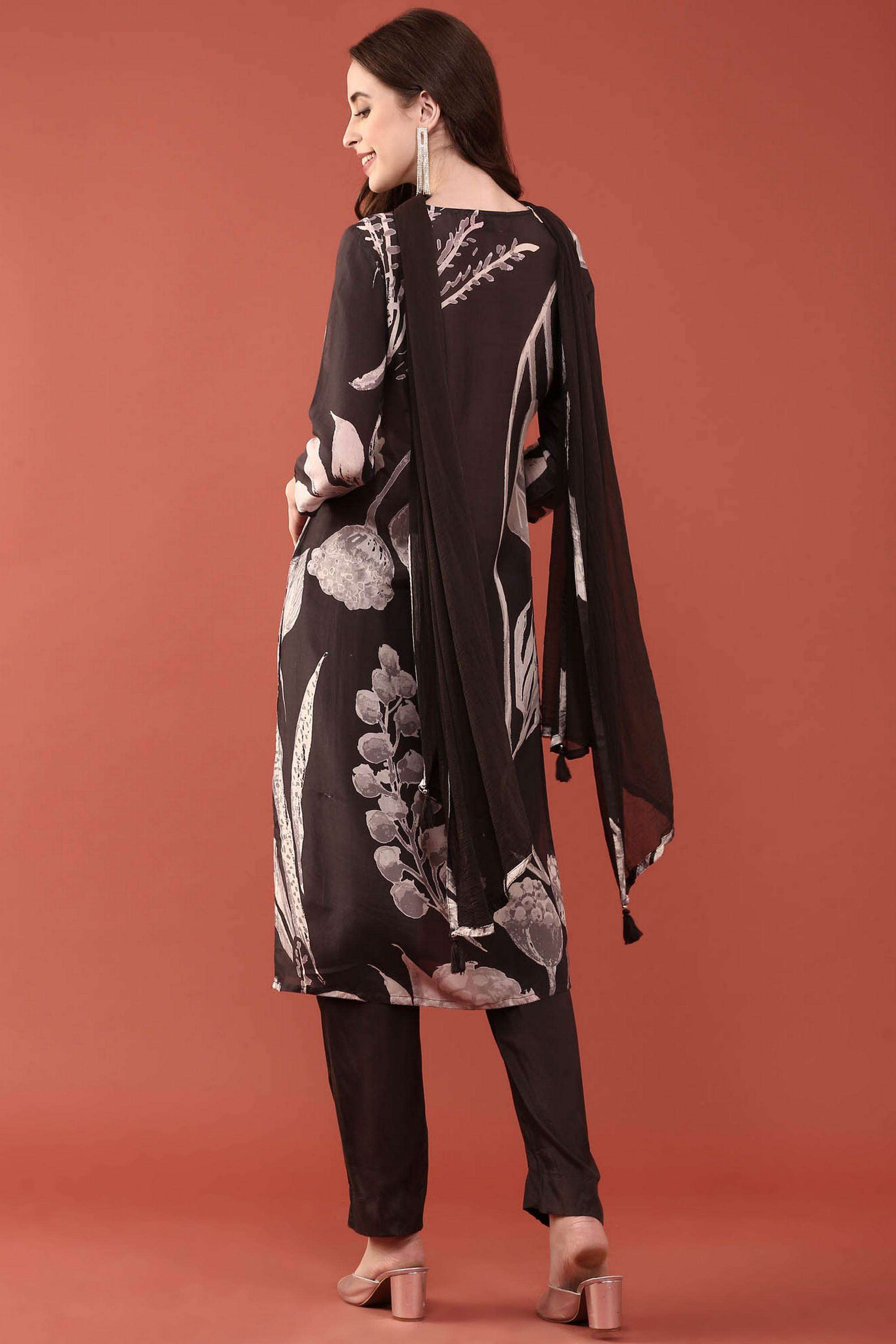 Floral-Silk-V-Neck-Women-s-Ethnic-Kurta-Set