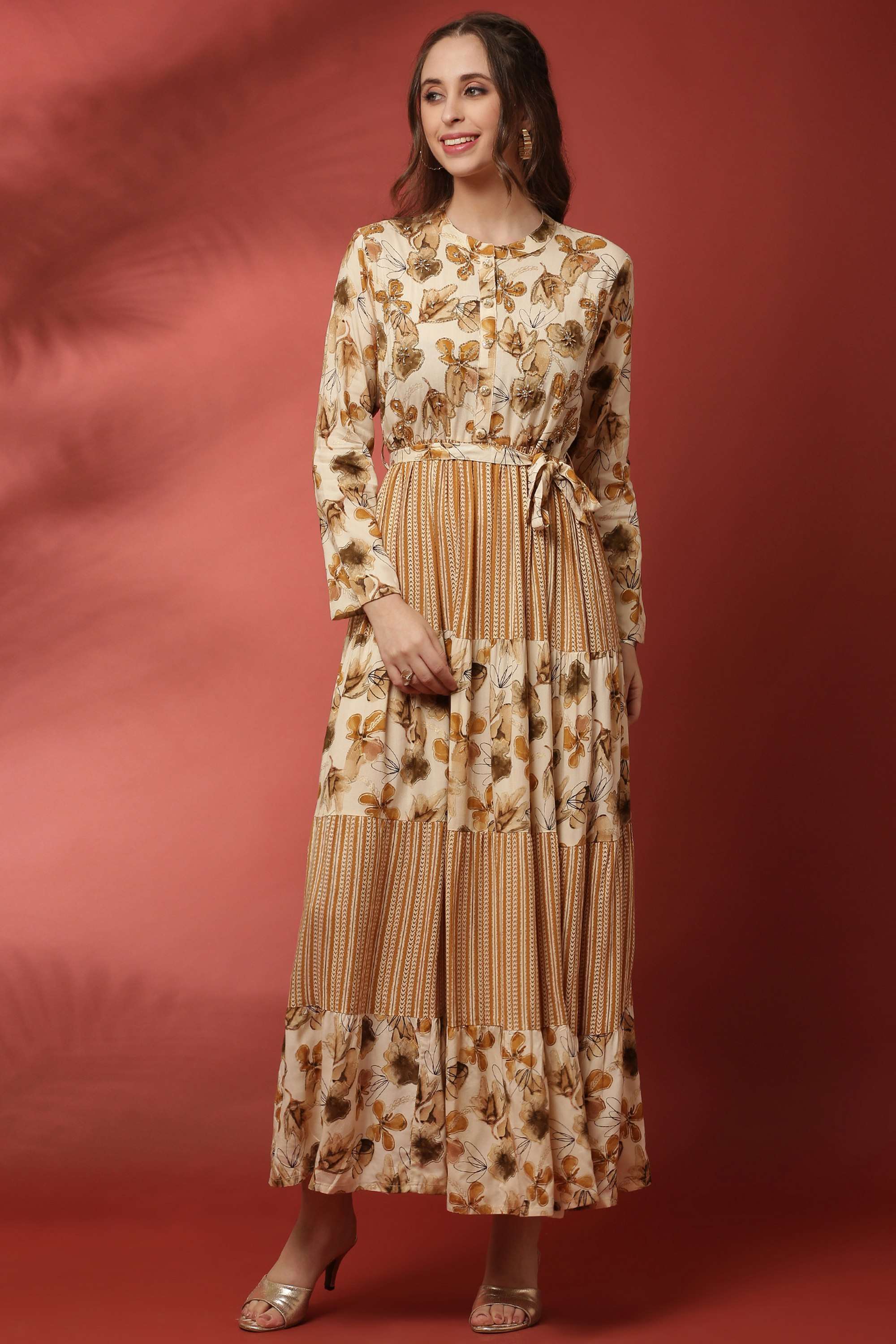 Floral-Rayon-Collared-Women-s-Dress