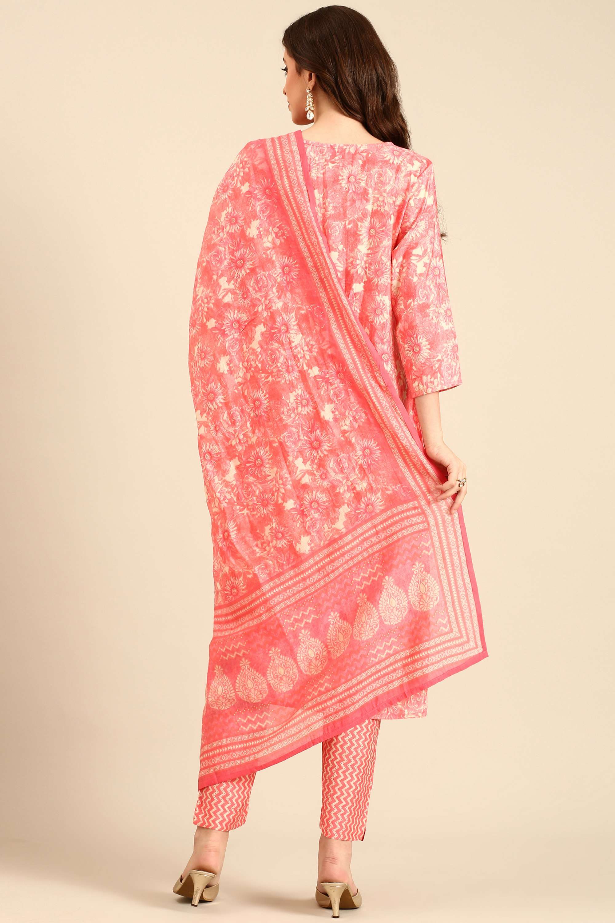 Floral-Silk-Round-Neck-Women-s-Casual-Wear-Kurta-Set