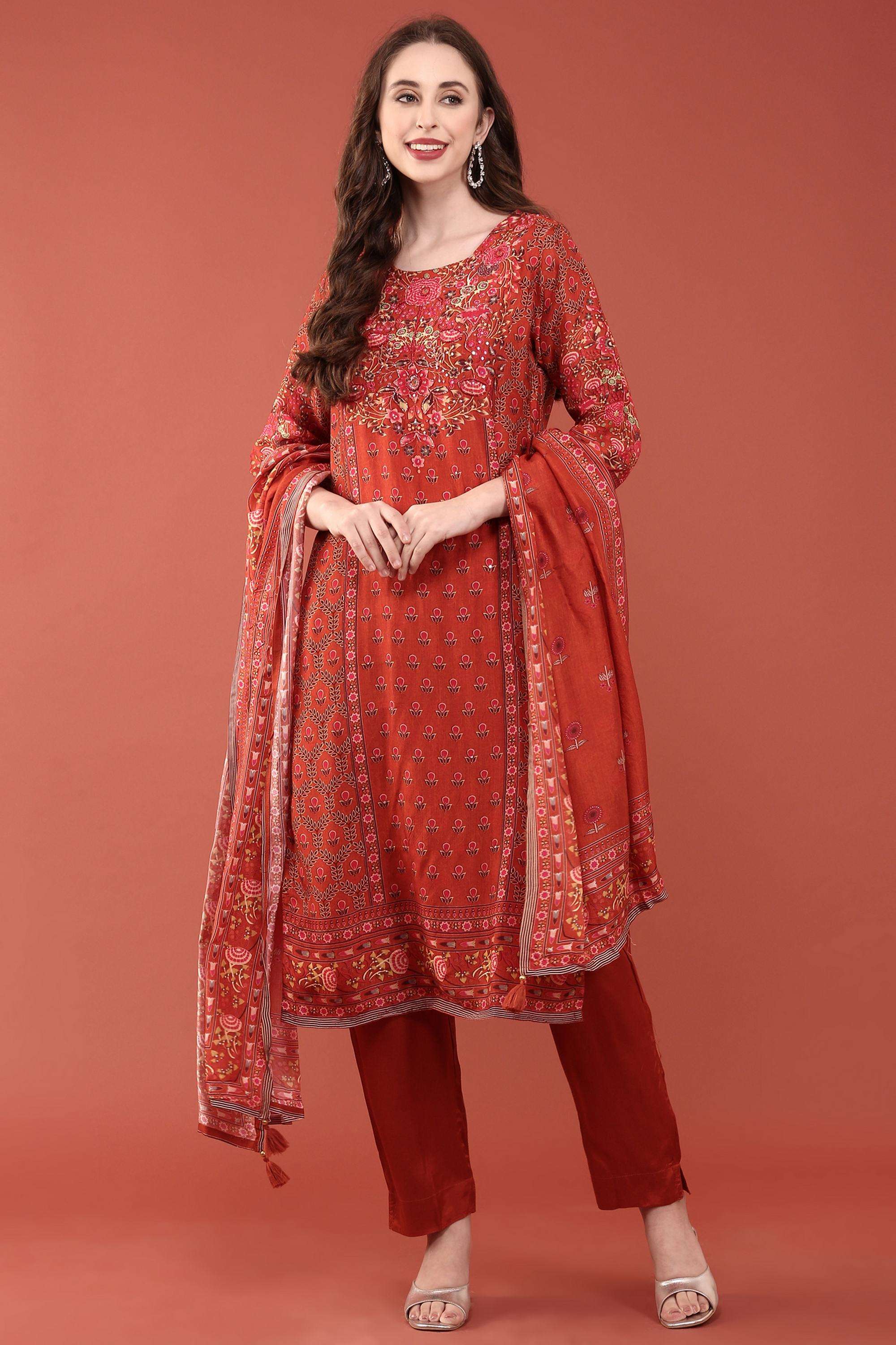 Printed-Silk-Round-Neck-Women-s-Ethnic-Kurta-Set