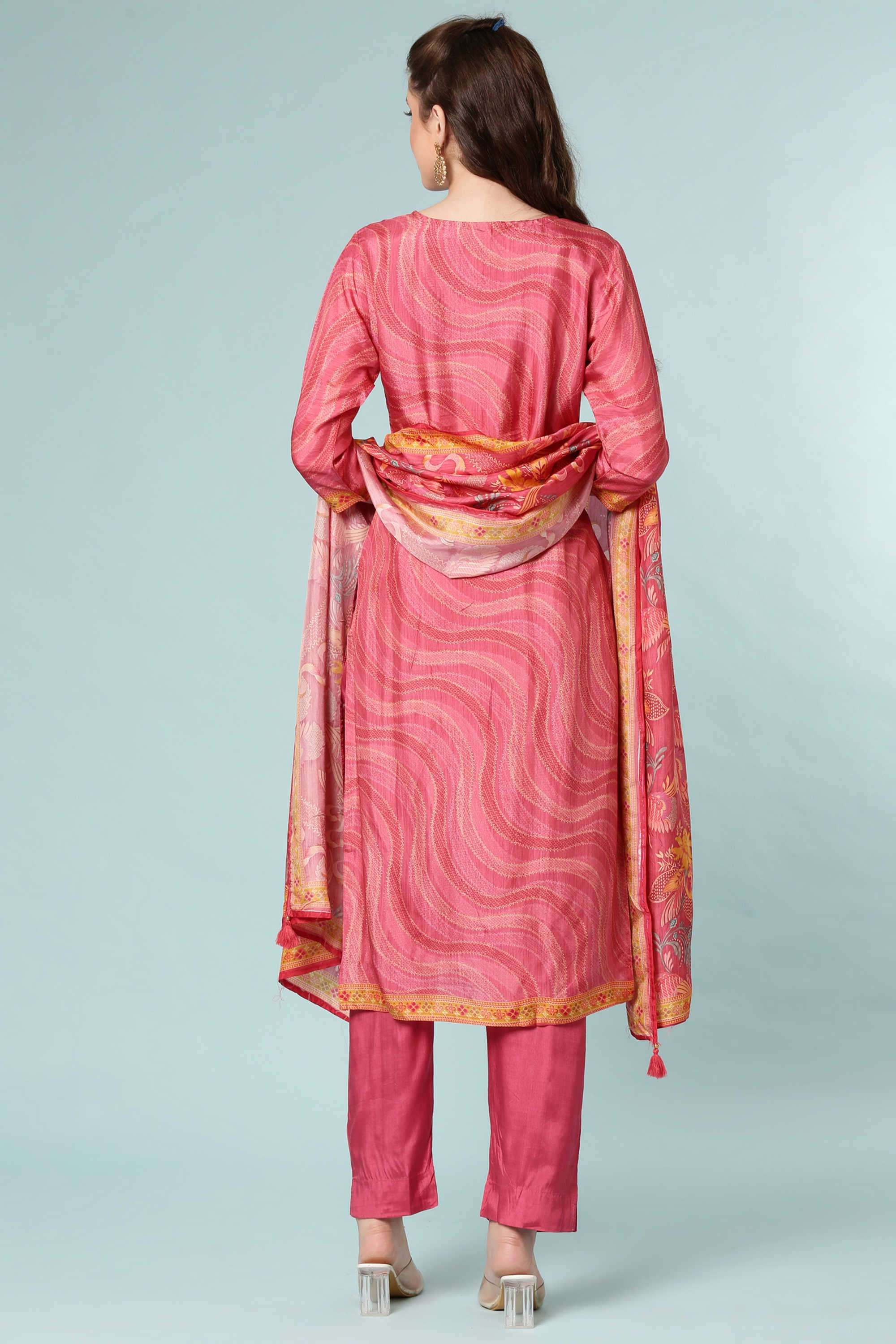 Embroidered-Round-Neck-Blended-Fabric-Women-Kurta-Set
