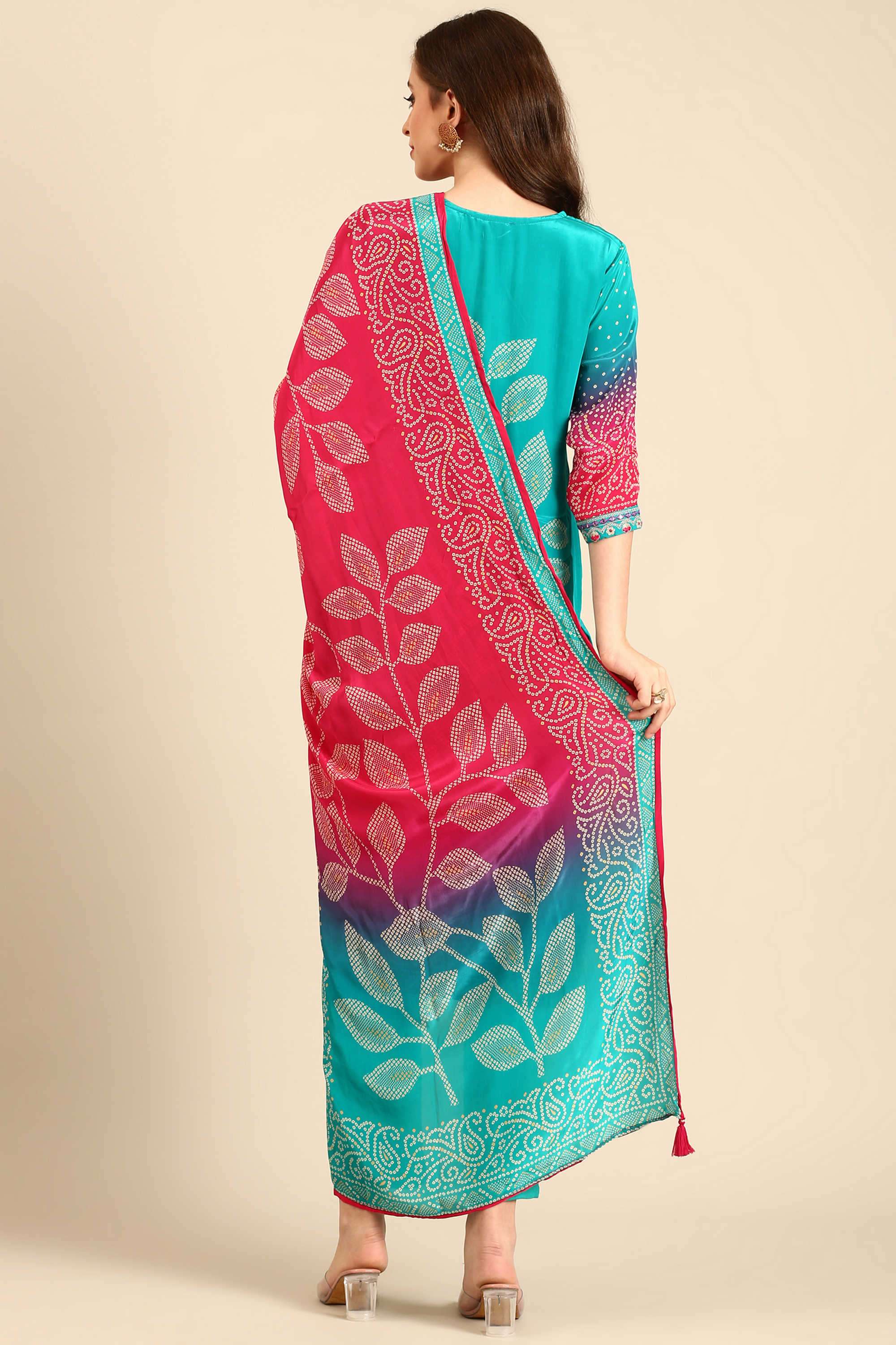 Printed-Crepe-V-Neck-Women-s-Festive-Wear-Kurta-Set