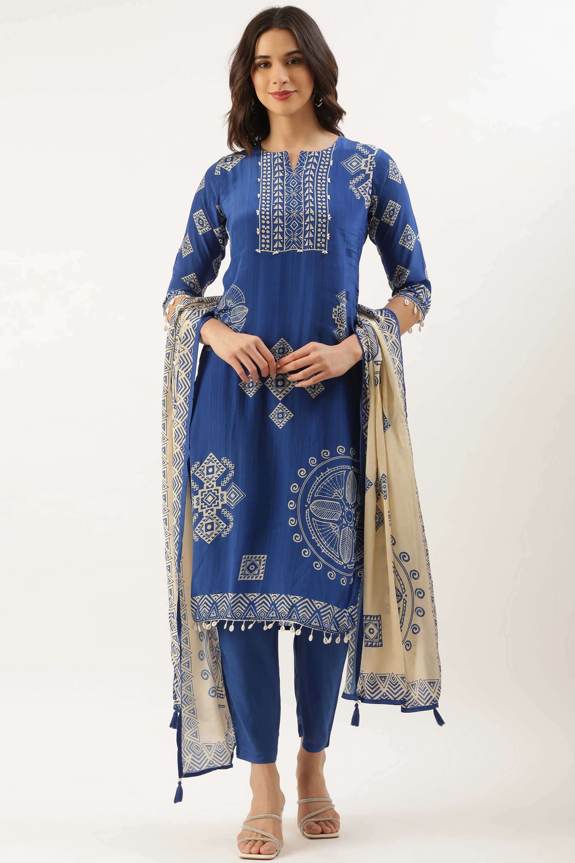 Printed-Crepe-Round-Neck-Women-s-Festive-Wear-Kurta-Set