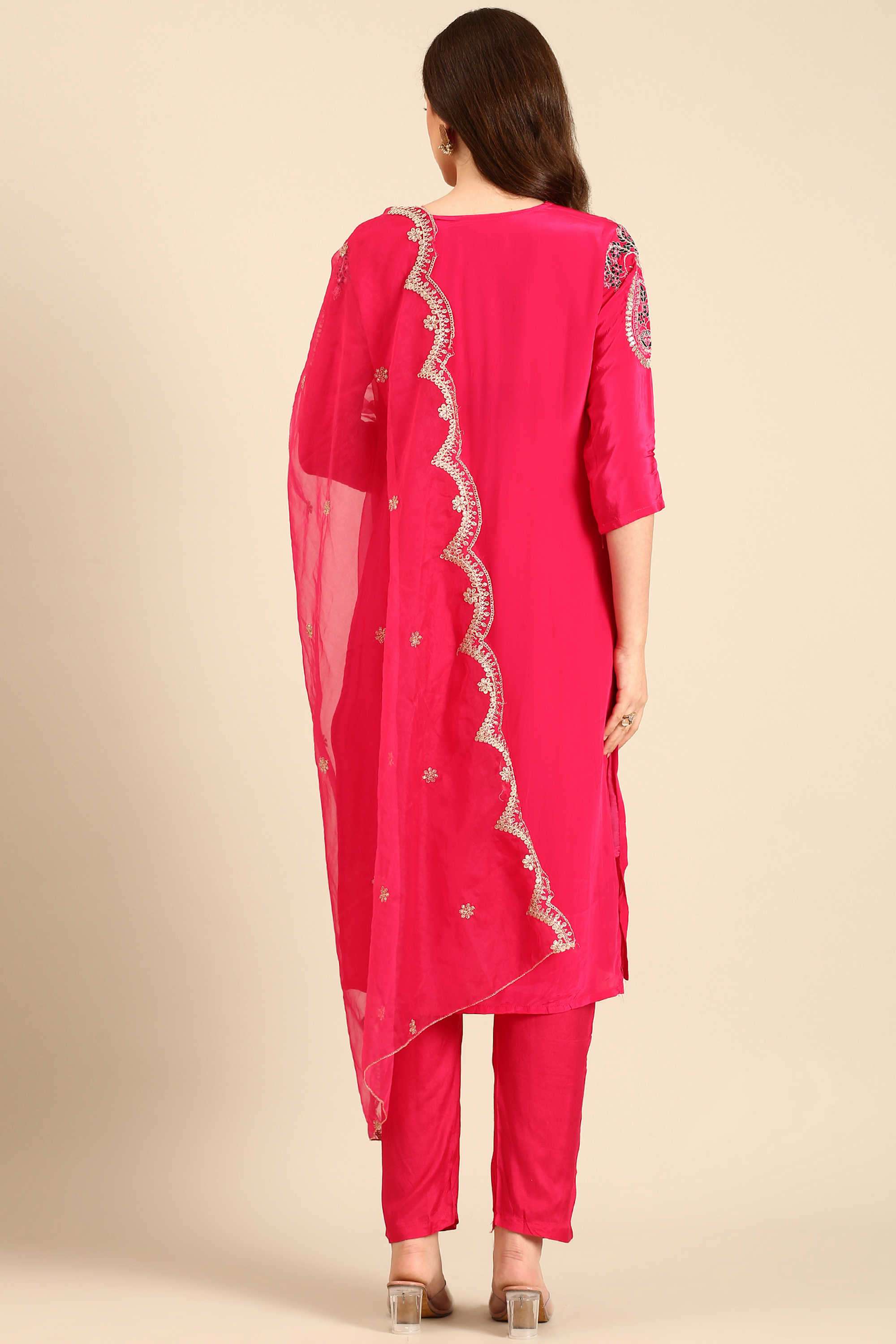 Embroidered-Crepe-V-Neck-Women-s-Casual-Wear-Kurta-Set