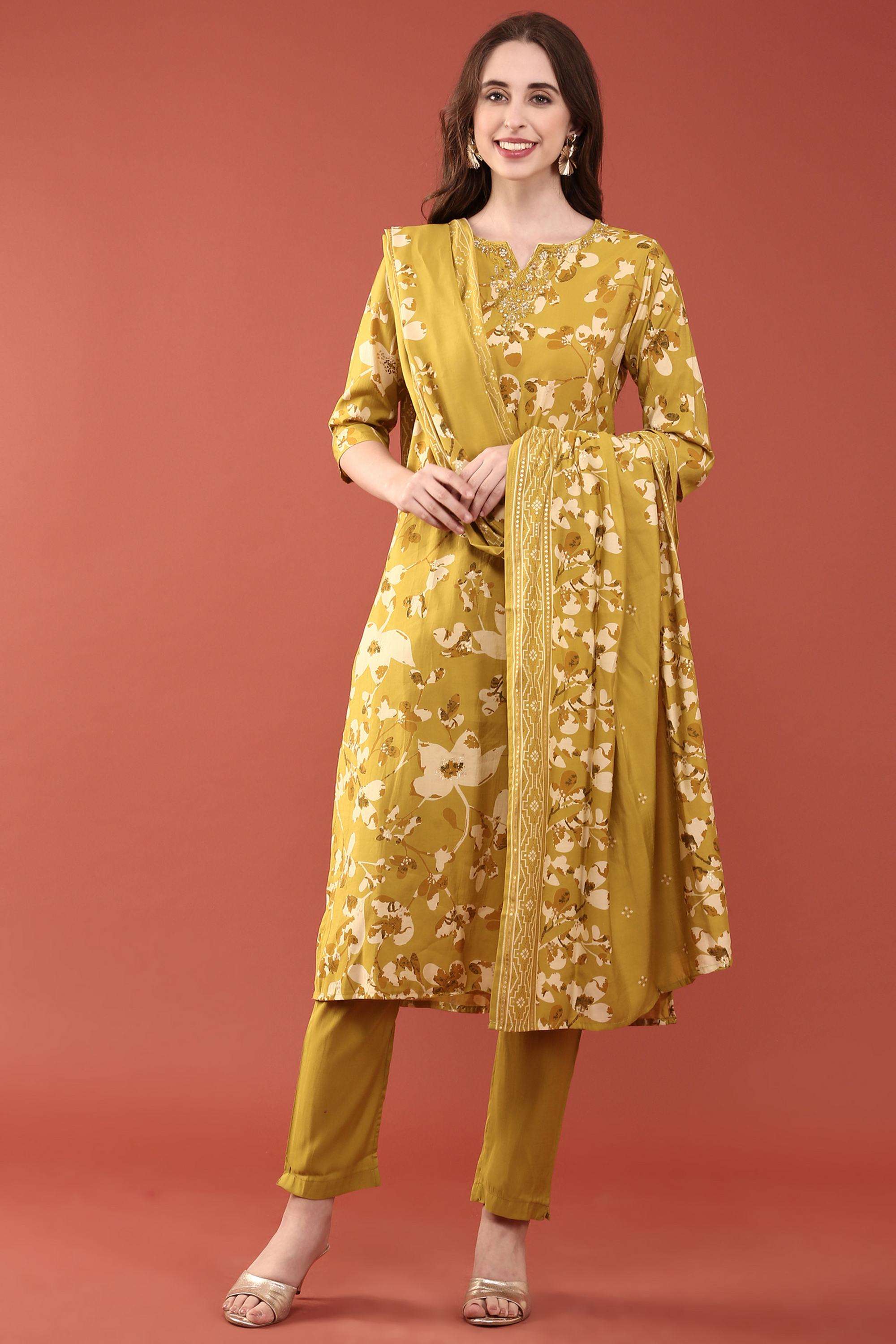 Floral-Silk-Round-Neck-Women-s-Ethnic-Kurta-Set