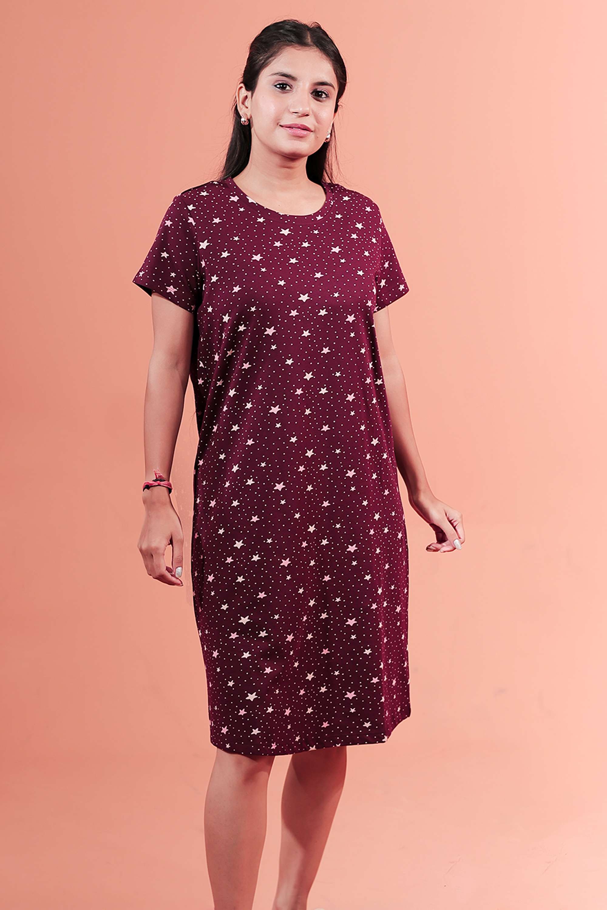 Printed-Cotton-Regular-Fit-Women-s-T-Shirt-Night-Dress
