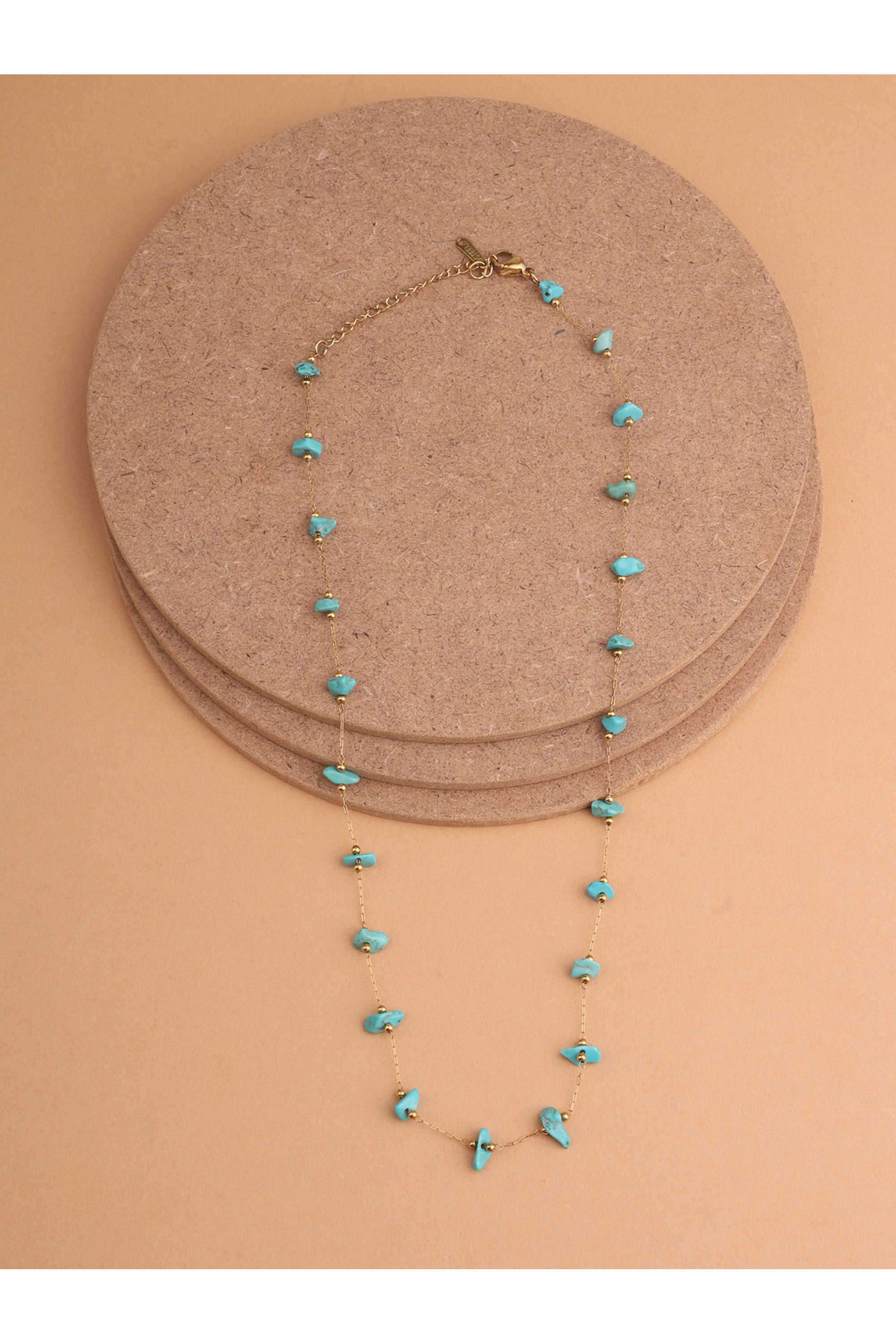 Turquoise-Beaded-Necklace-for-Women---Waterproof-&-Anti-Tarnish
