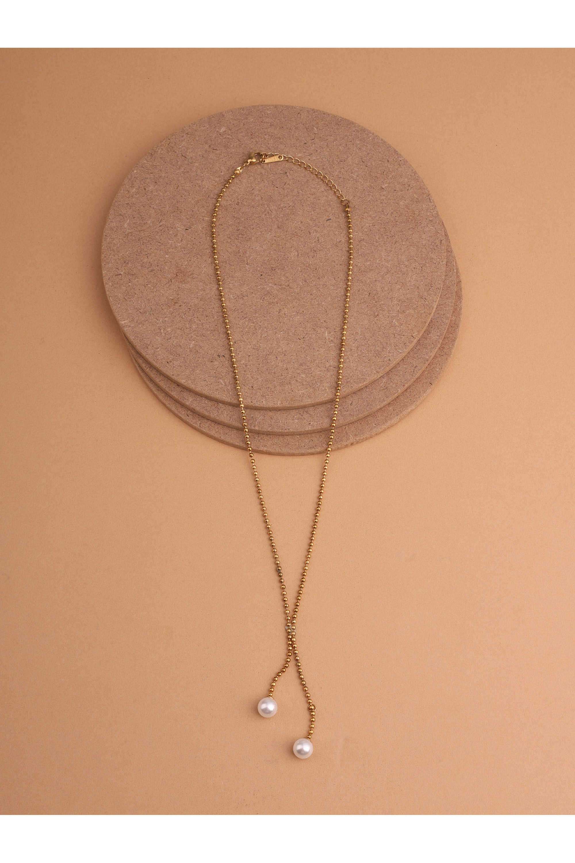 Double-Pearl-Drop-Necklace-for-Women---Waterproof-&-Anti-Tarnish