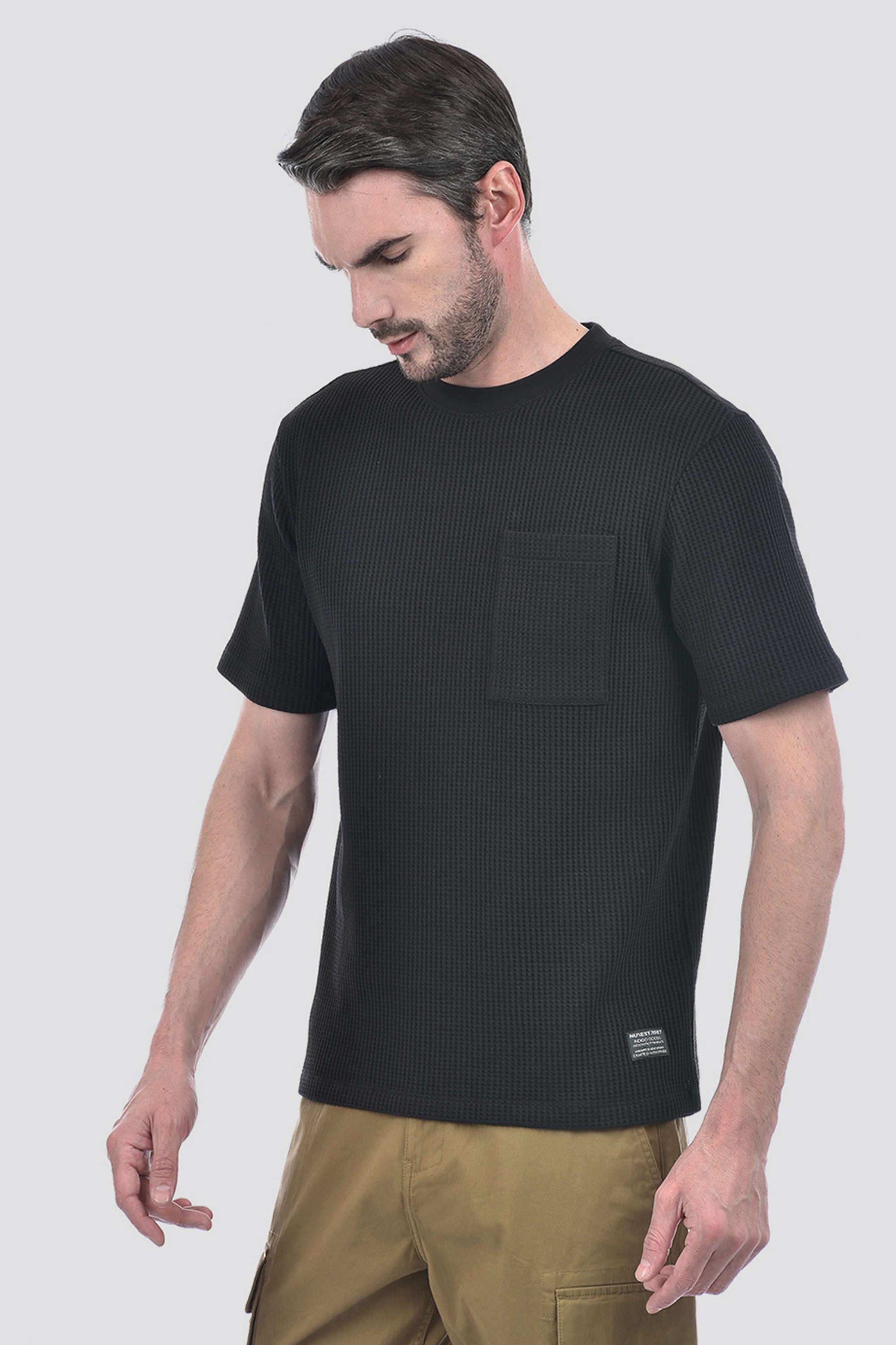 Solid-Cotton-Blend-Round-Neck-Men-s-T-Shirt