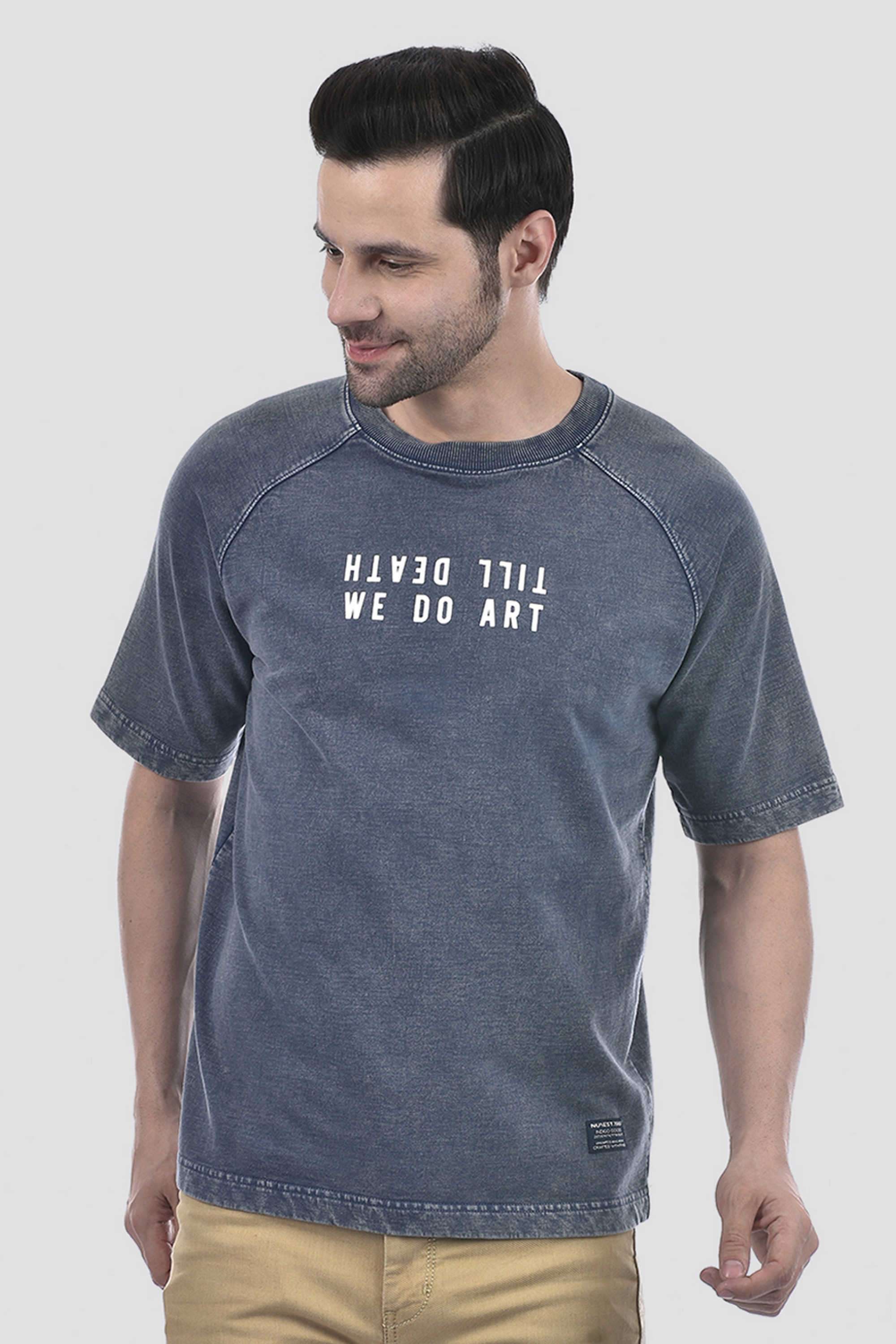 Solid-Terry-Round-Neck-Men-s-T-Shirt