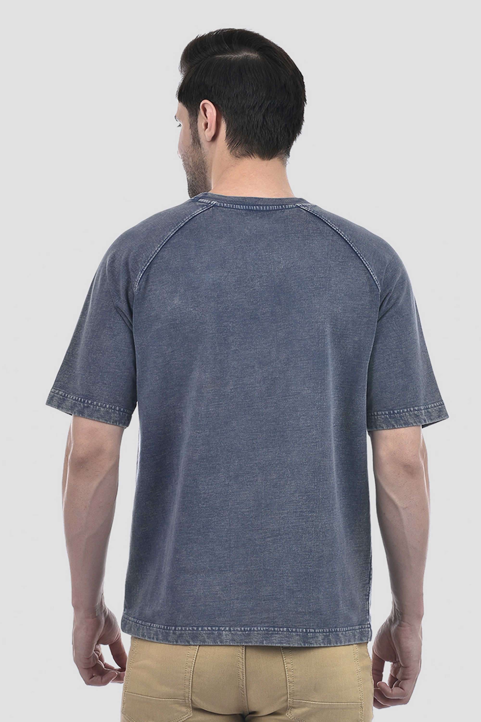 Solid-Terry-Round-Neck-Men-s-T-Shirt