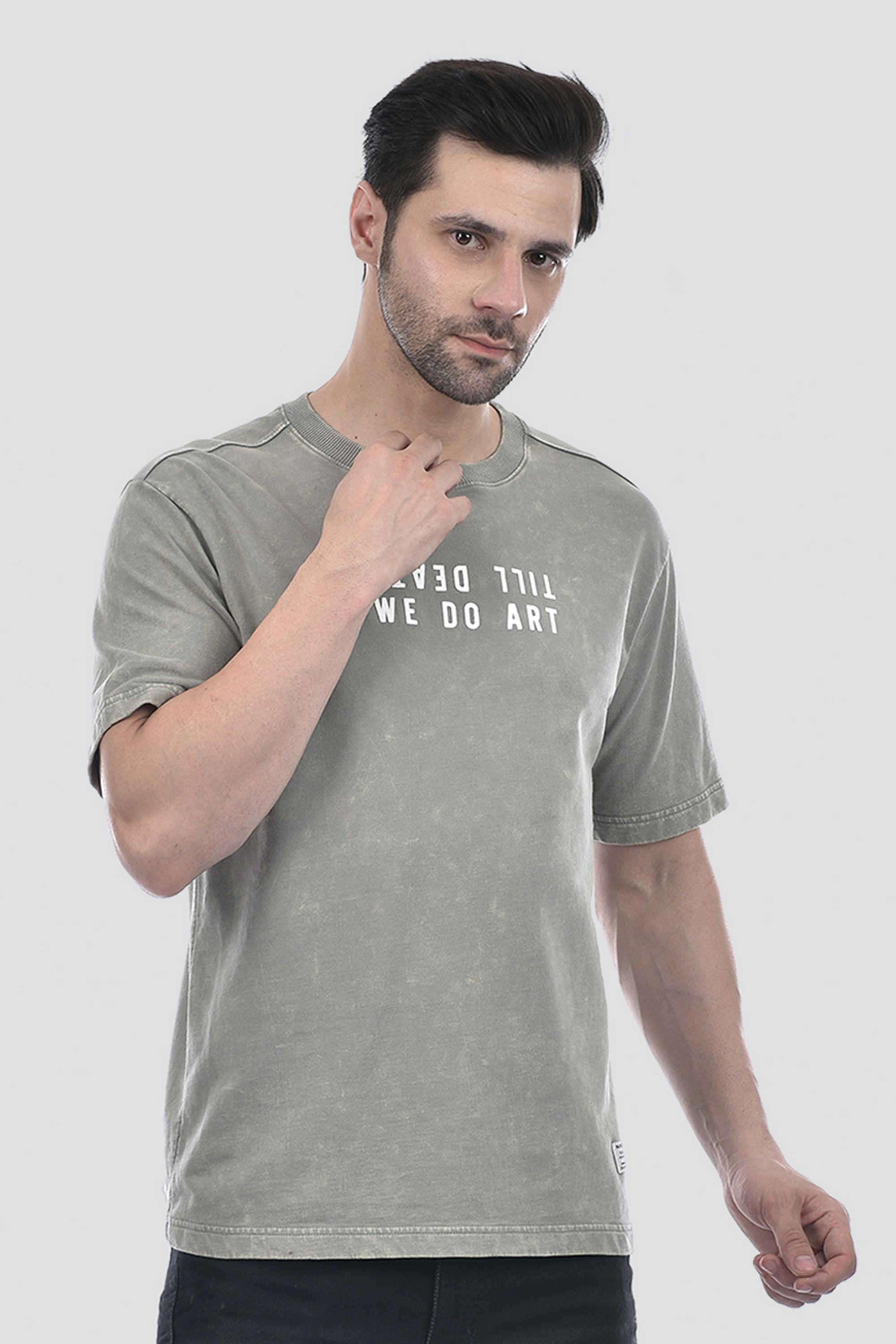 Solid-Terry-Round-Neck-Men-s-T-Shirt