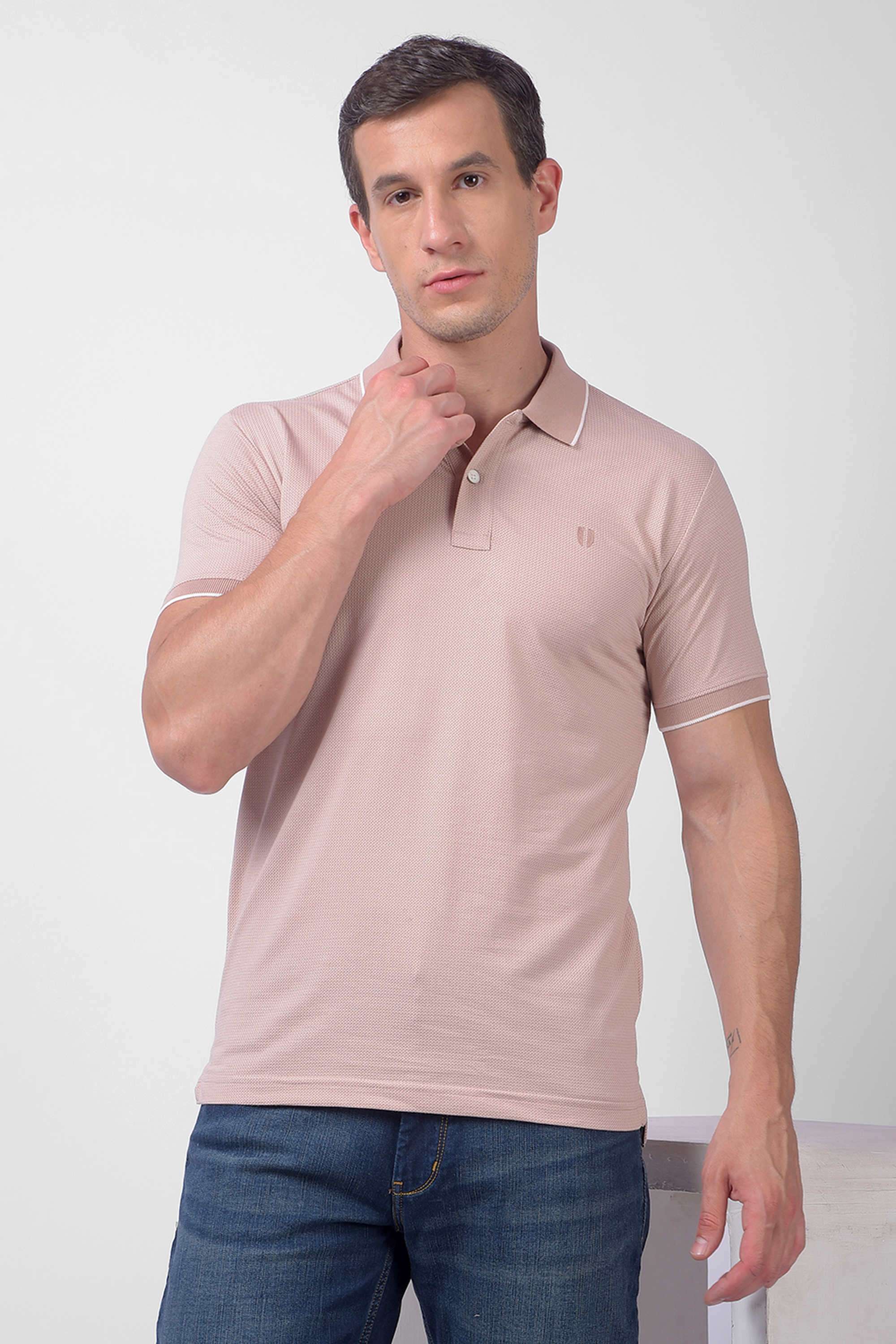 Solid-Cotton-Blend-Polo-Men-s-T-Shirt