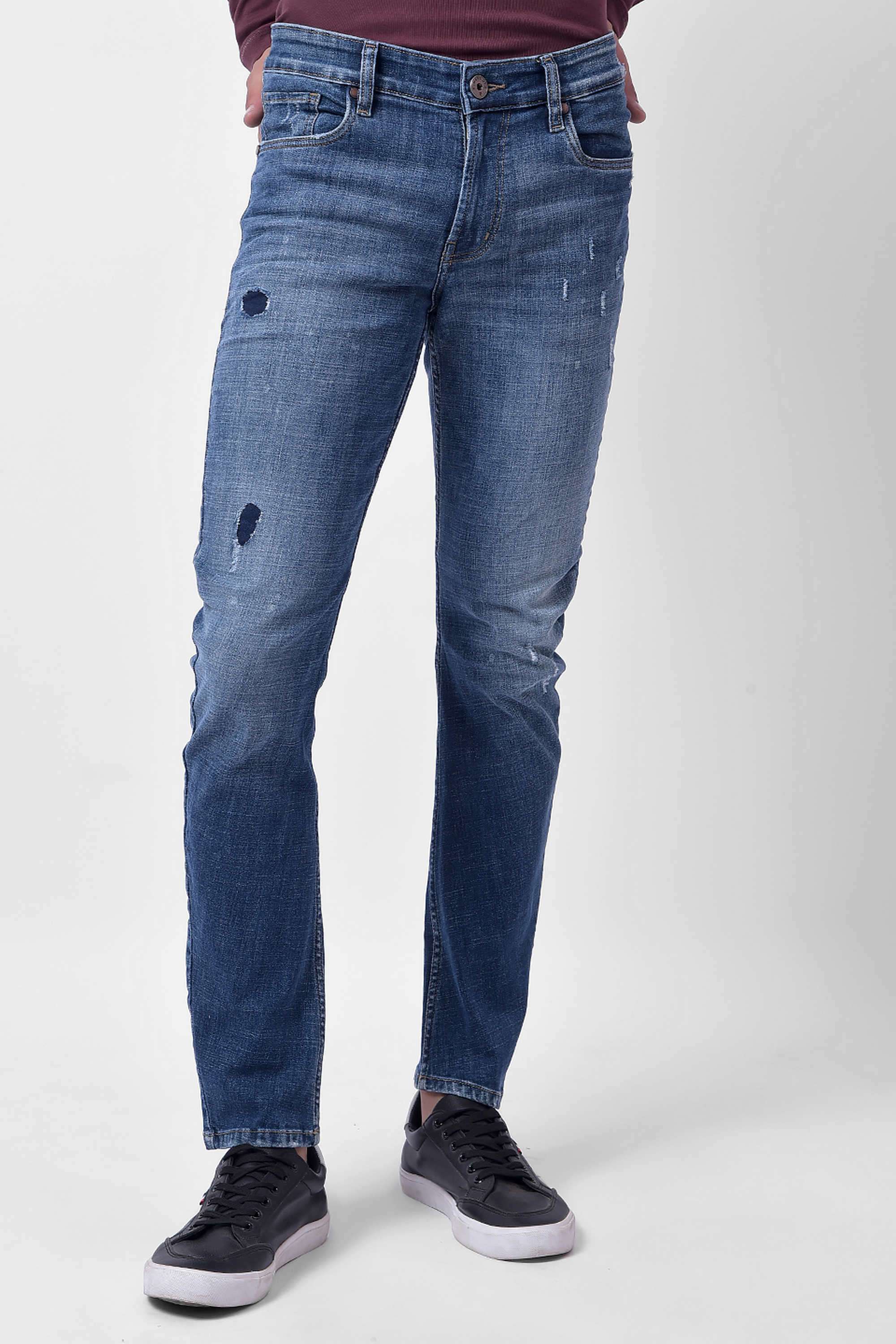 Light-Wash-Cotton-Blend-Tapered-Fit-Men-s-Jeans