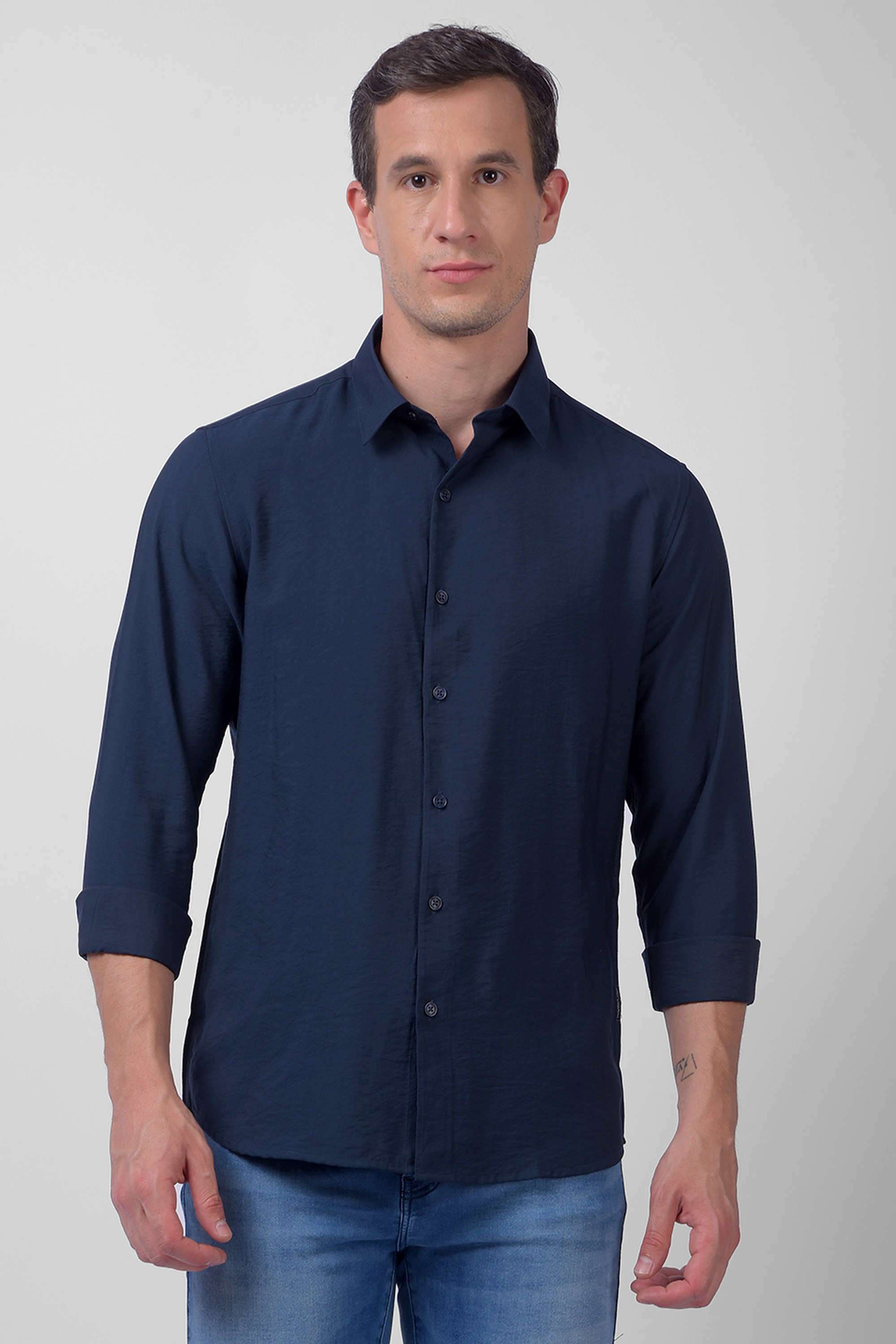 Solid-Viscose-Regular-Fit-Men-s-Casual-Shirt
