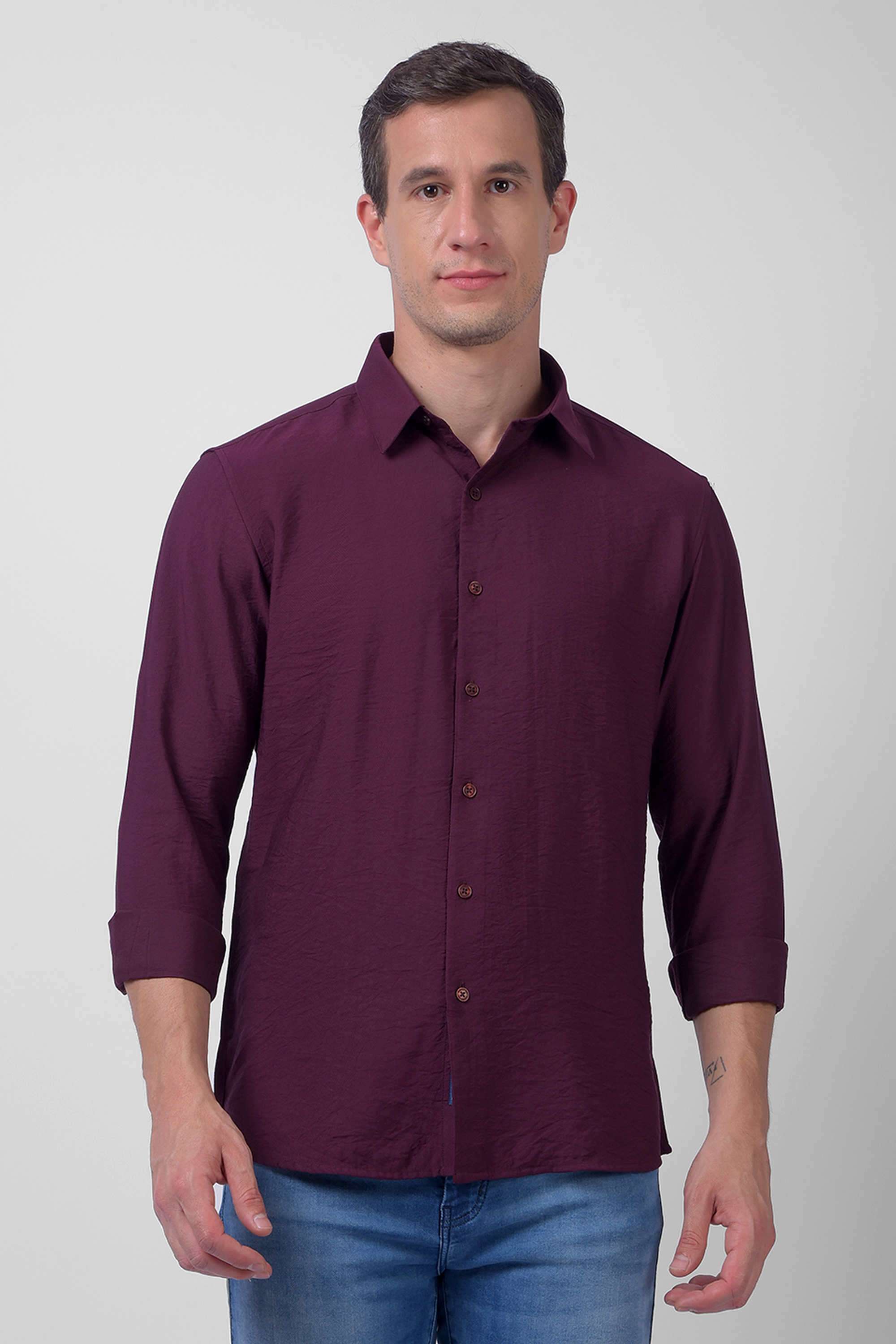 Solid-Viscose-Regular-Fit-Men-s-Casual-Shirt