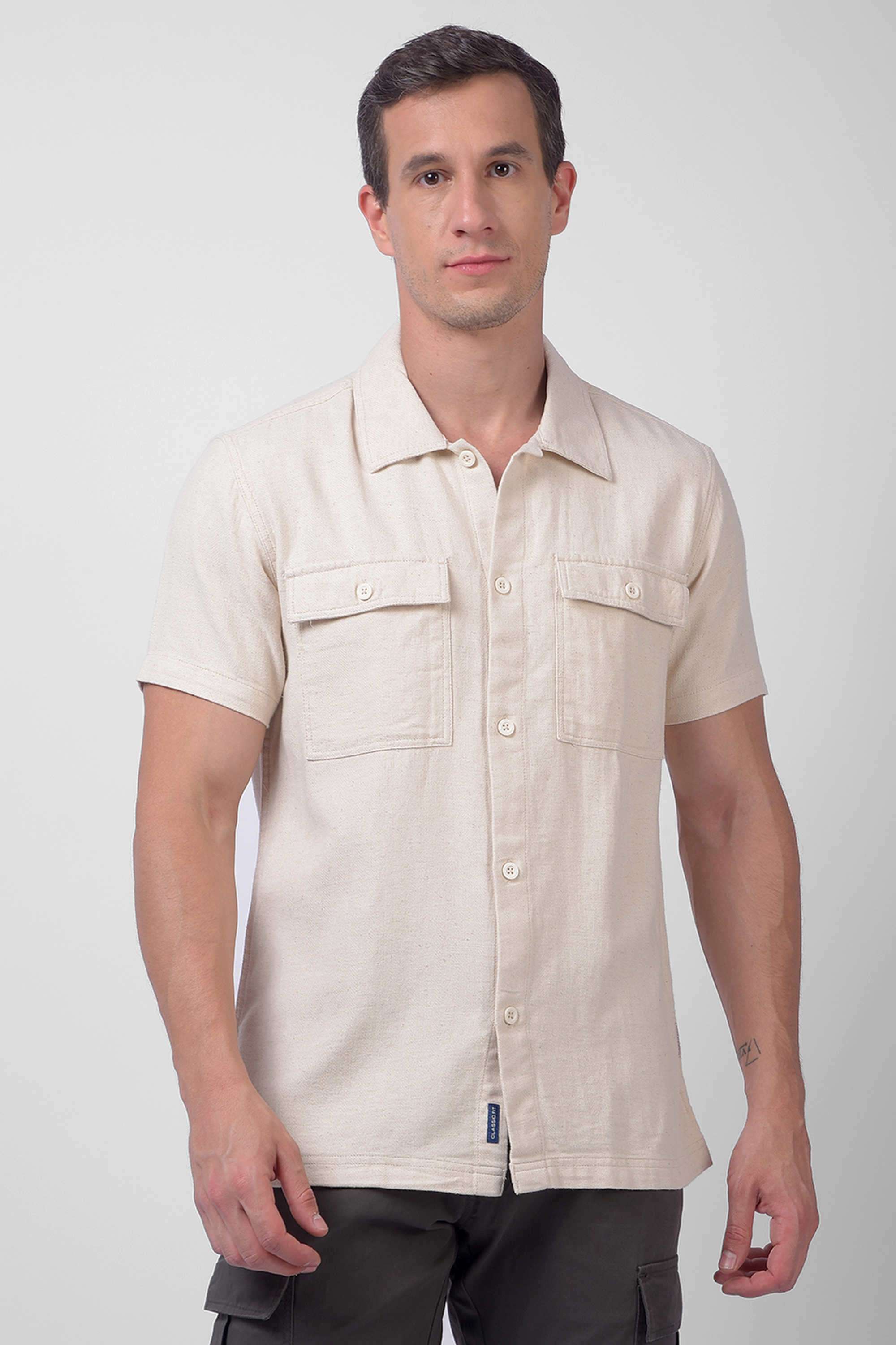 Solid-Cotton-Blend-Regular-Fit-Men-s-Casual-Shirt