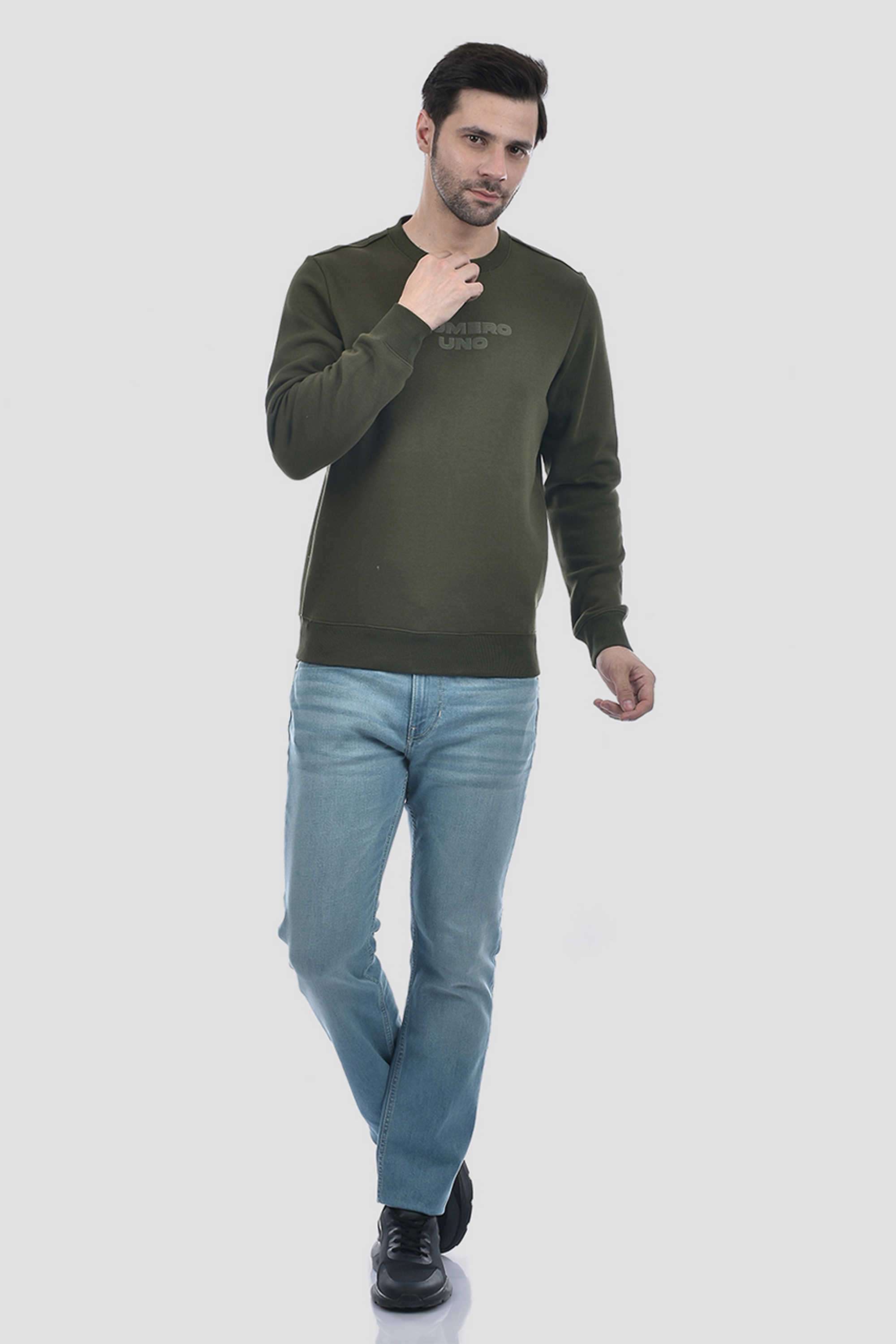 Buy Numero Uno Olive Typographic Blended Fabric Regular Fit Men
