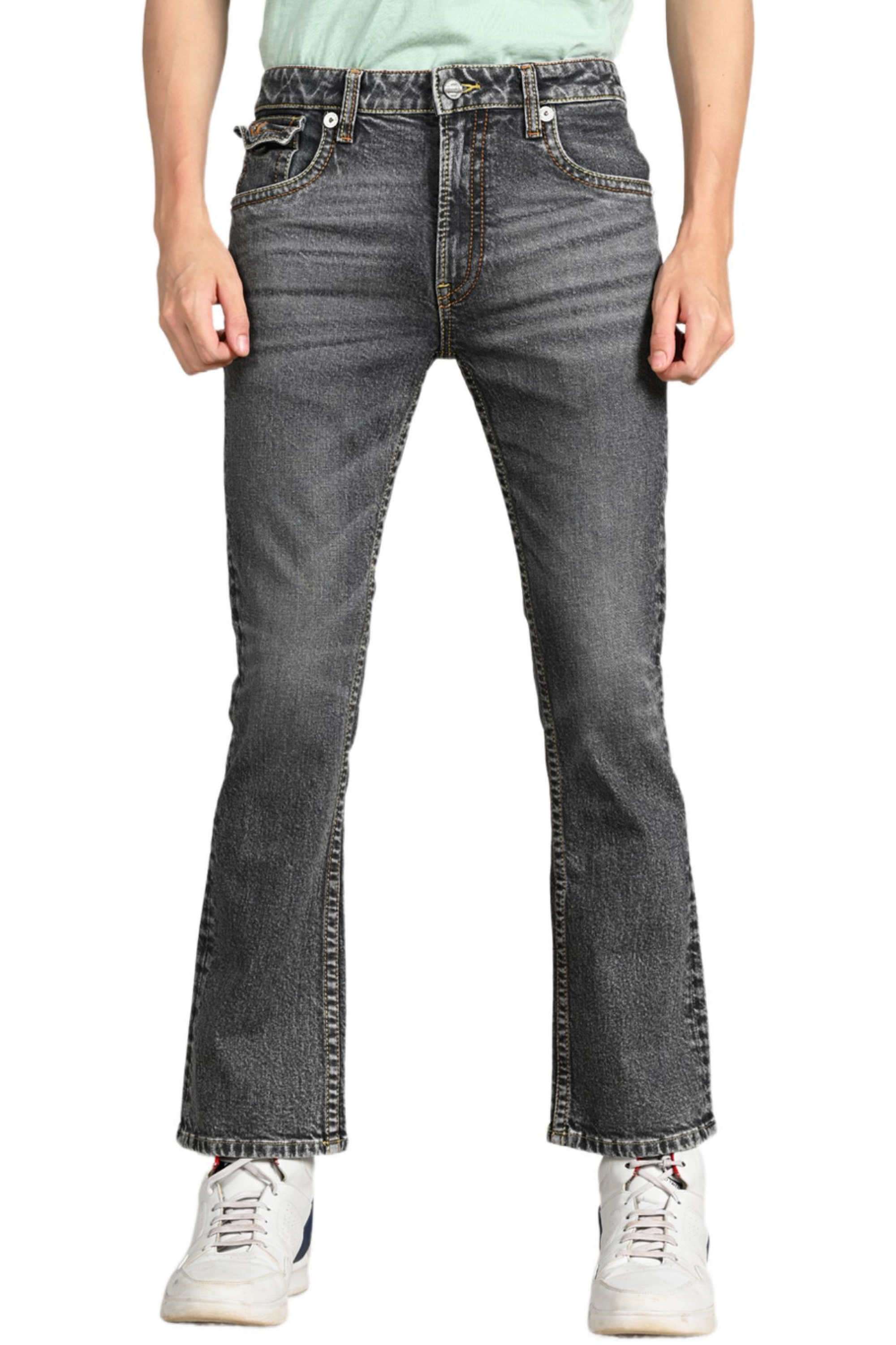 Solid-Polyester-Cotton-Regular-Fit-Men-s-Jeans