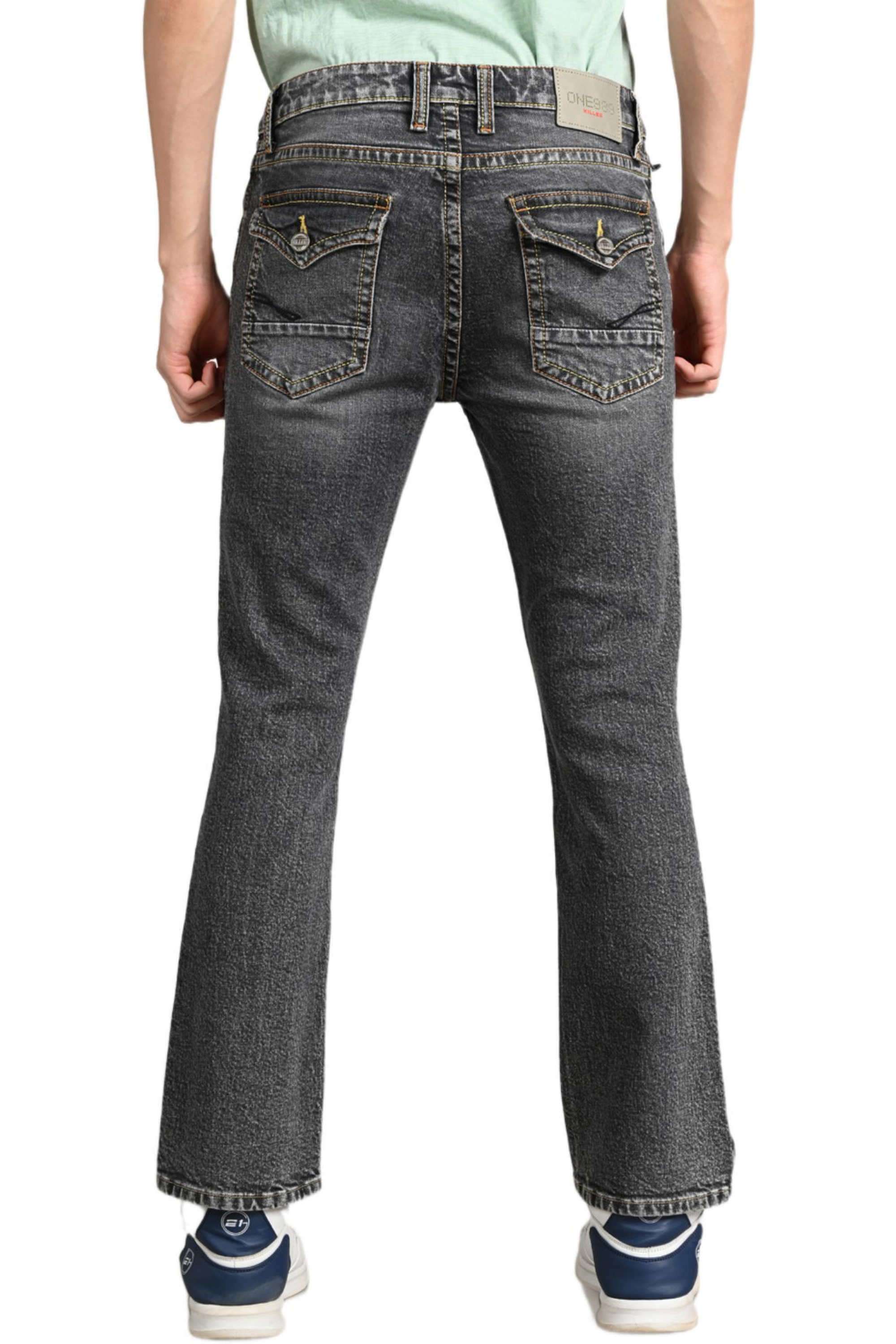 Solid-Polyester-Cotton-Regular-Fit-Men-s-Jeans
